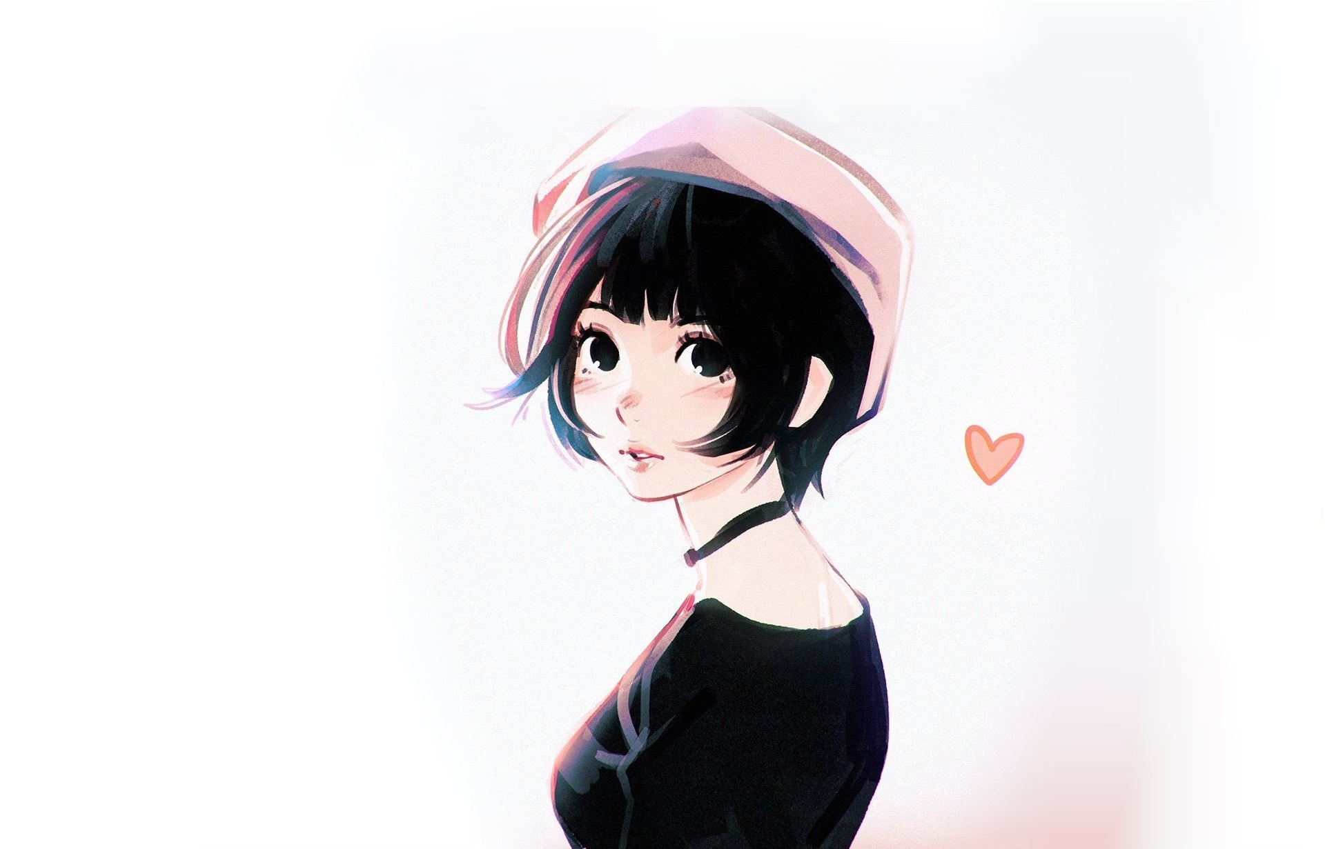 Anime 1920x1231 heart (design) simple background white background anime anime girls