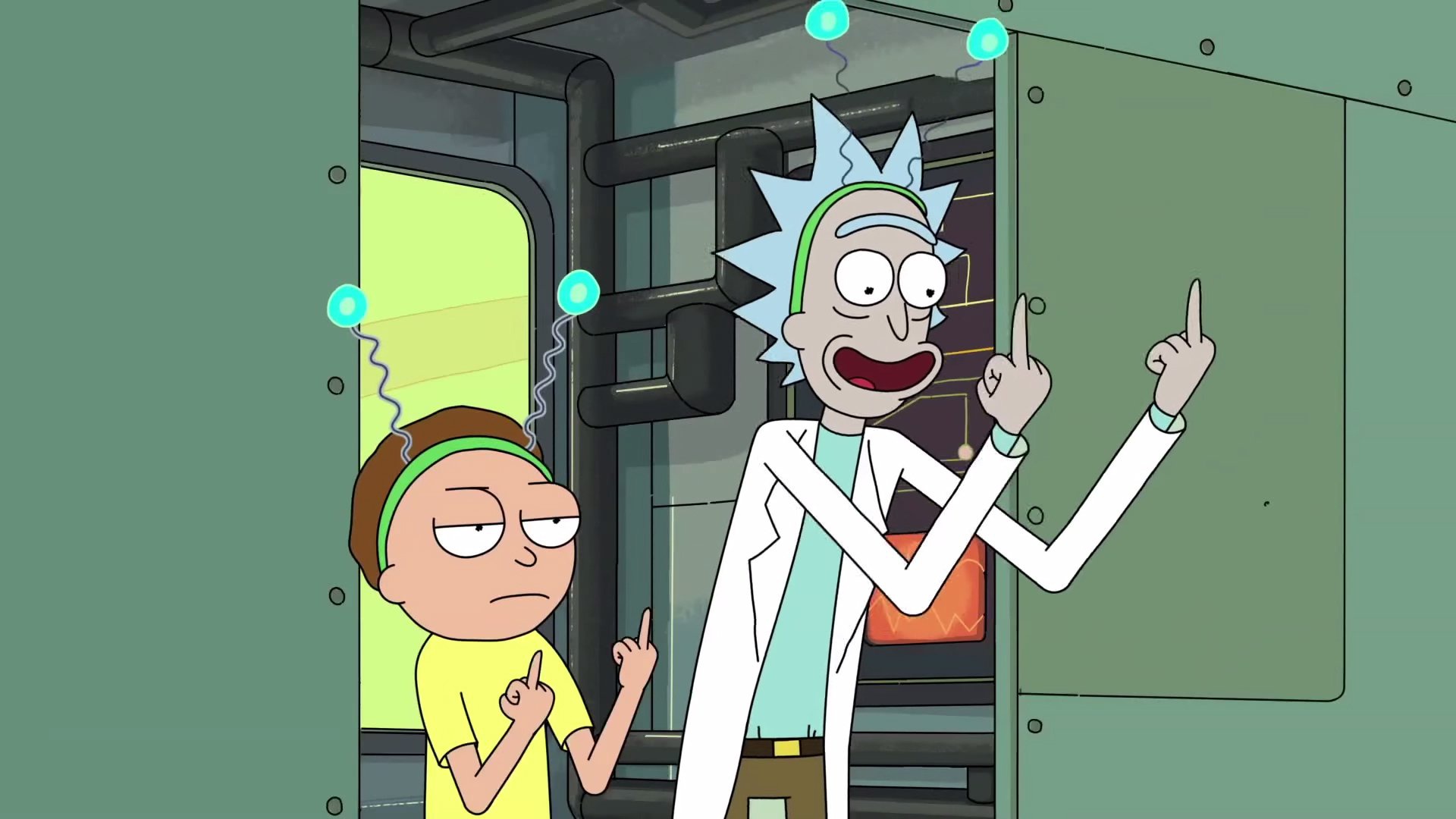 General 1920x1080 fuck Rick and Morty cartoon TV series Netflix hand gesture Adult Swim phone middle finger