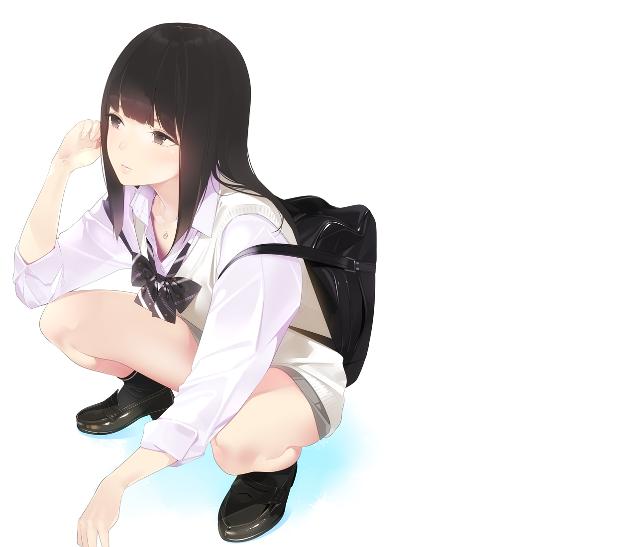 Anime 1280x1100 anime girls anime simple background original characters school uniform amamitsuki12