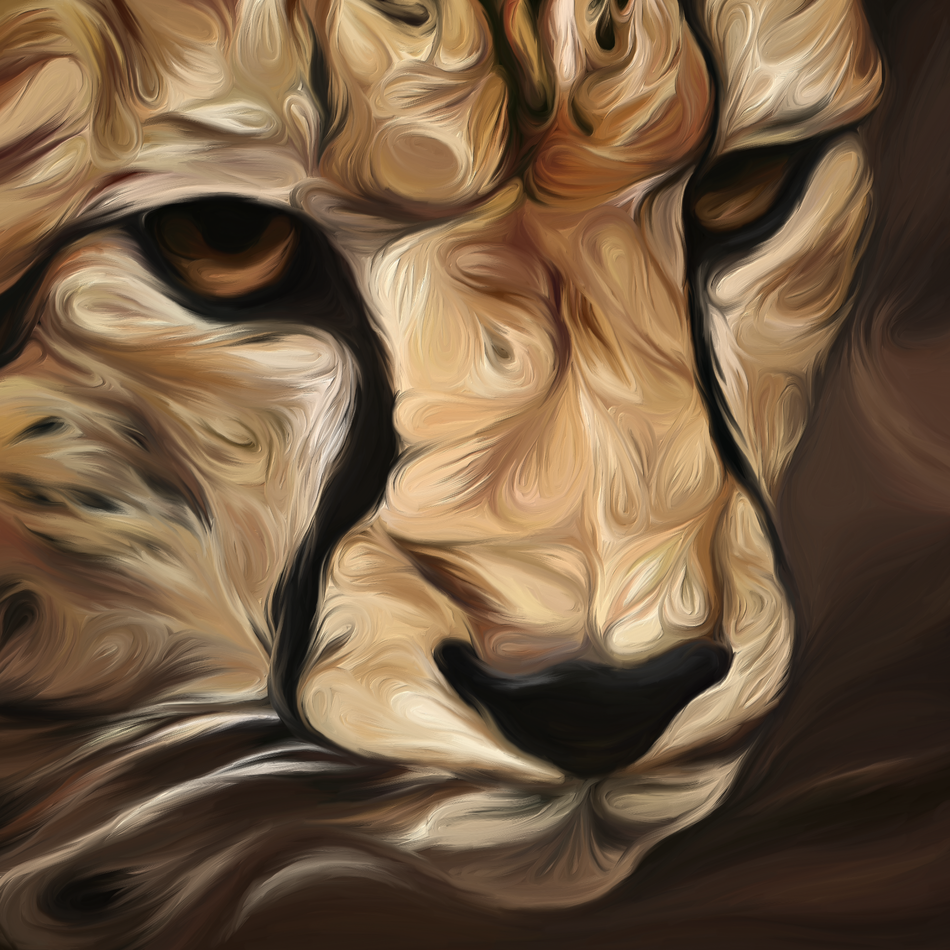 General 1920x1920 digital art Oil on canvas animals closeup cheetah