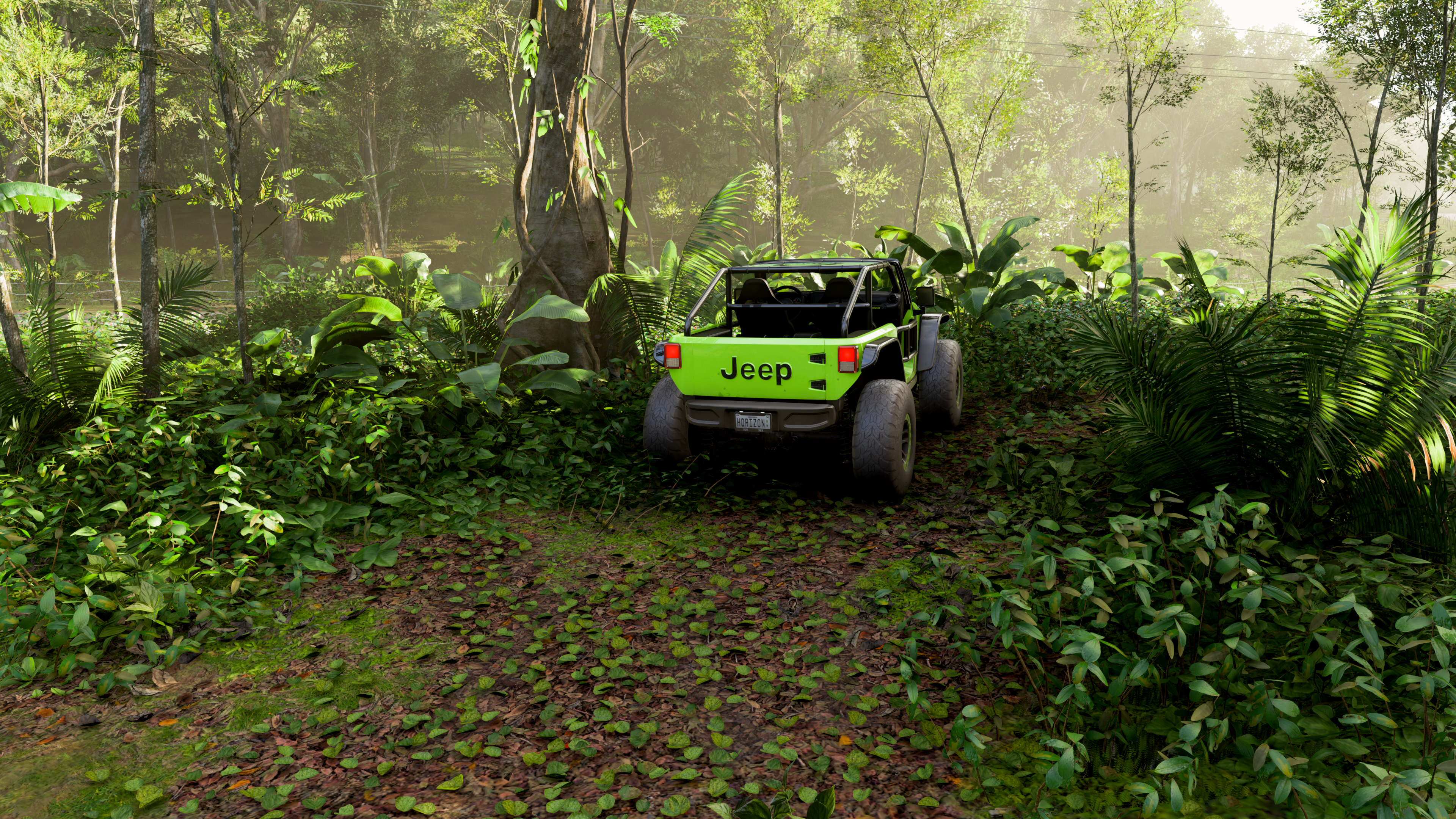 General 3840x2160 nature greenery Forza Horizon car rear view taillights trees leaves vehicle video games CGI