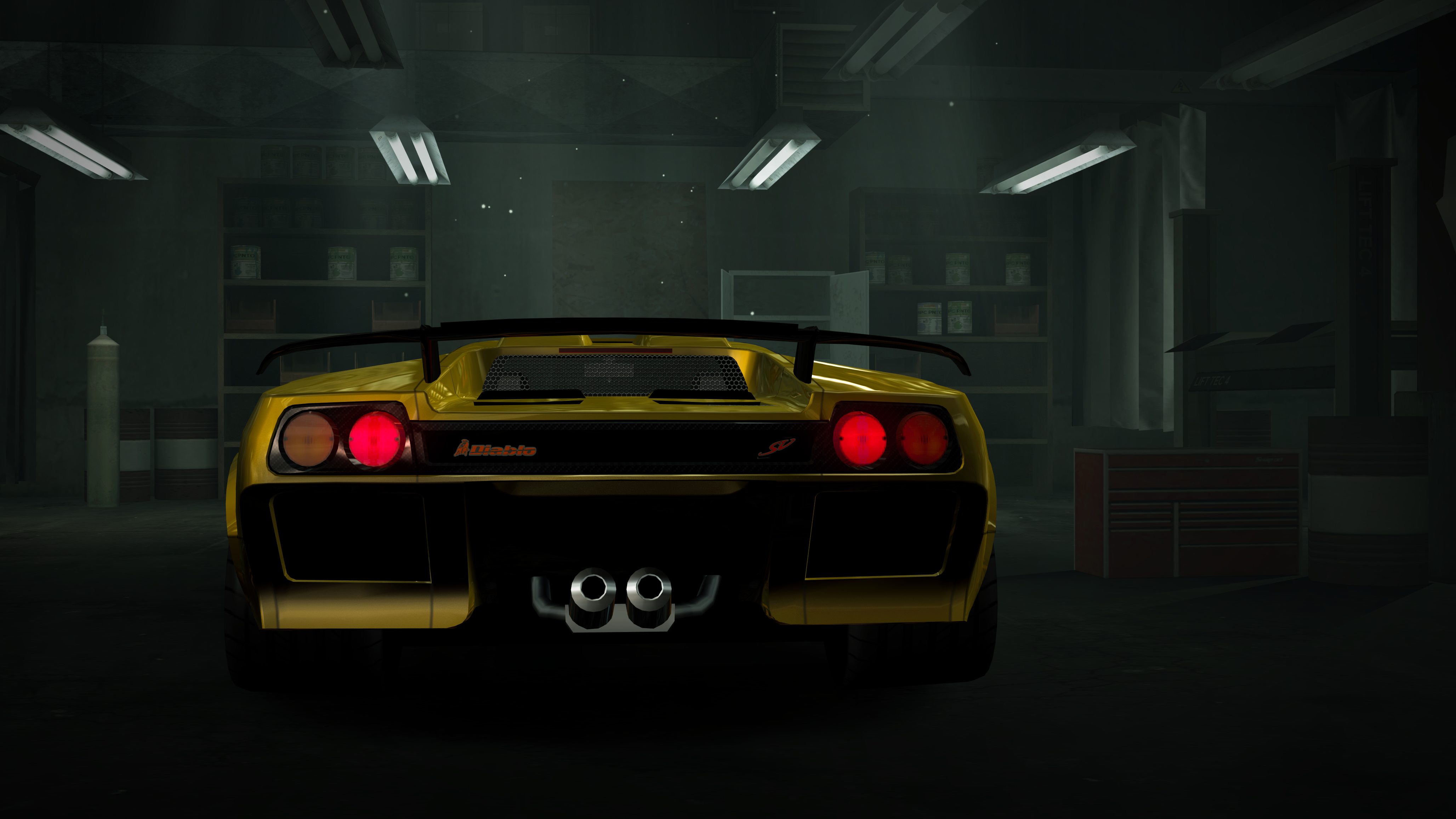 General 4112x2313 Lamborghini Diablo garage Need for Speed Need for Speed: World car vehicle video games rear view taillights CGI