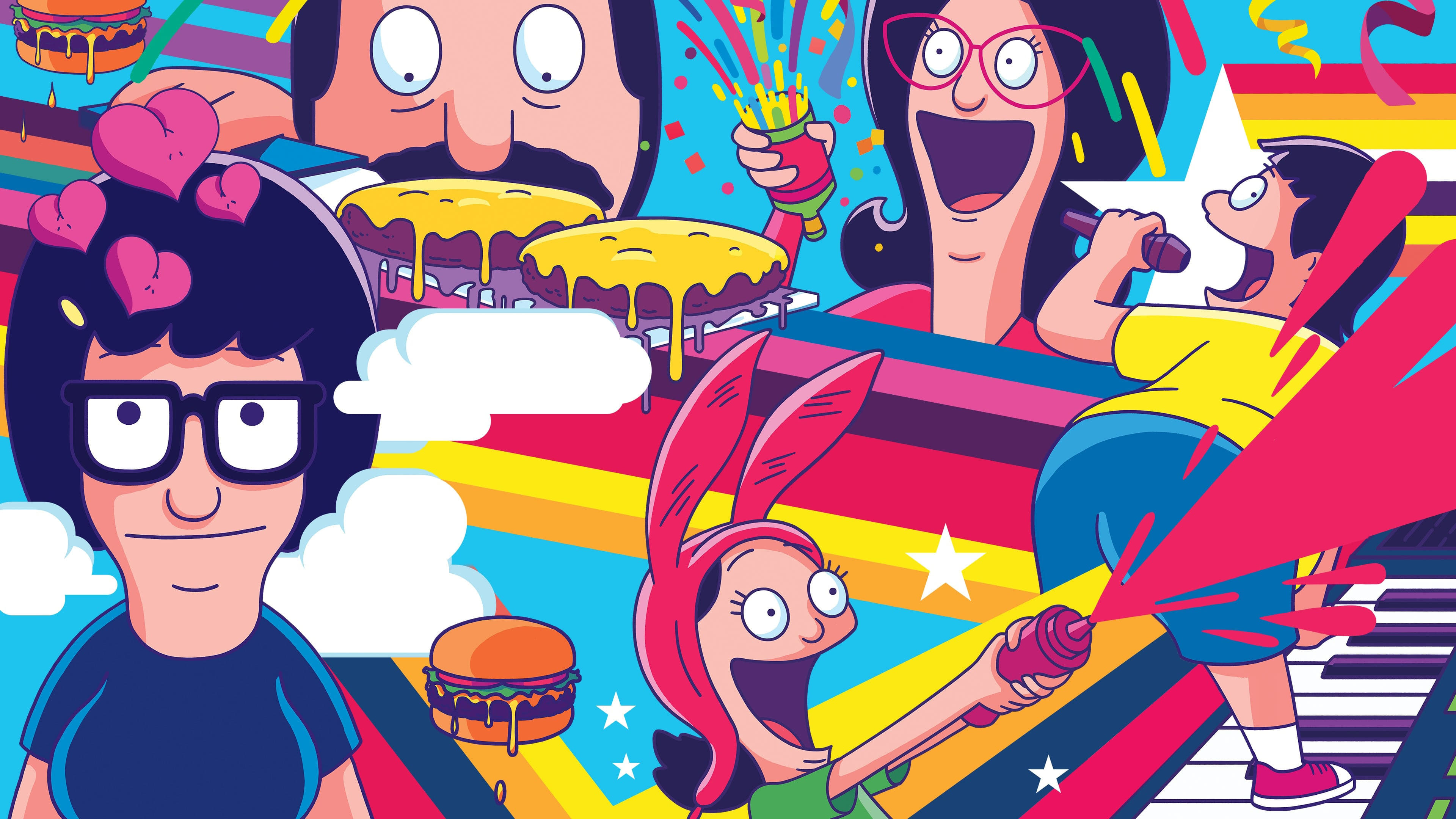 General 3840x2160 Bob Belcher Tina Belcher Louise Belcher Gene Belcher Lynda Belcher Bob's Burgers digital art