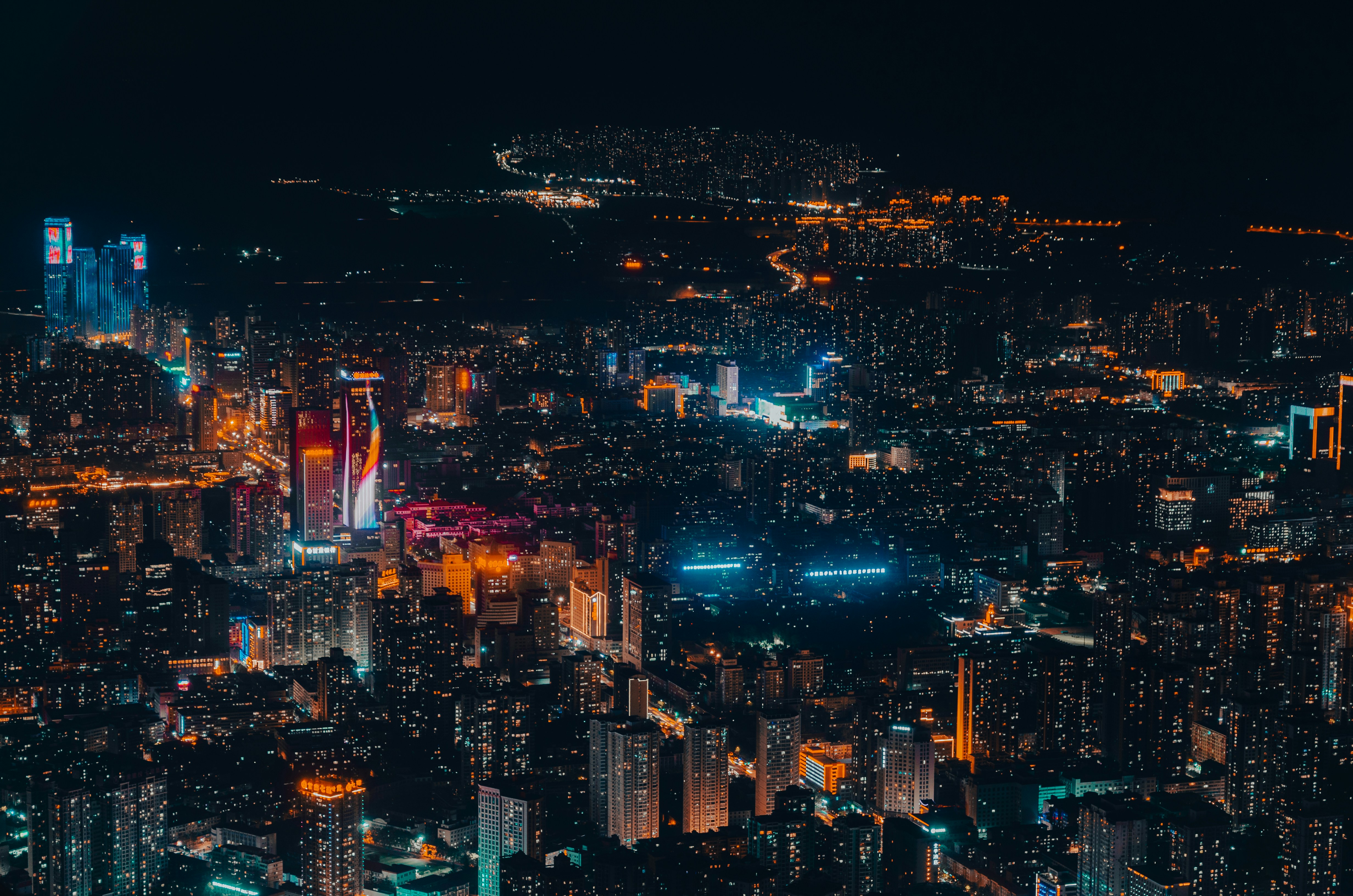 General 4928x3264 landscape city lights building night urban far view skyscraper cityscape Guangdong Province China Archcookie