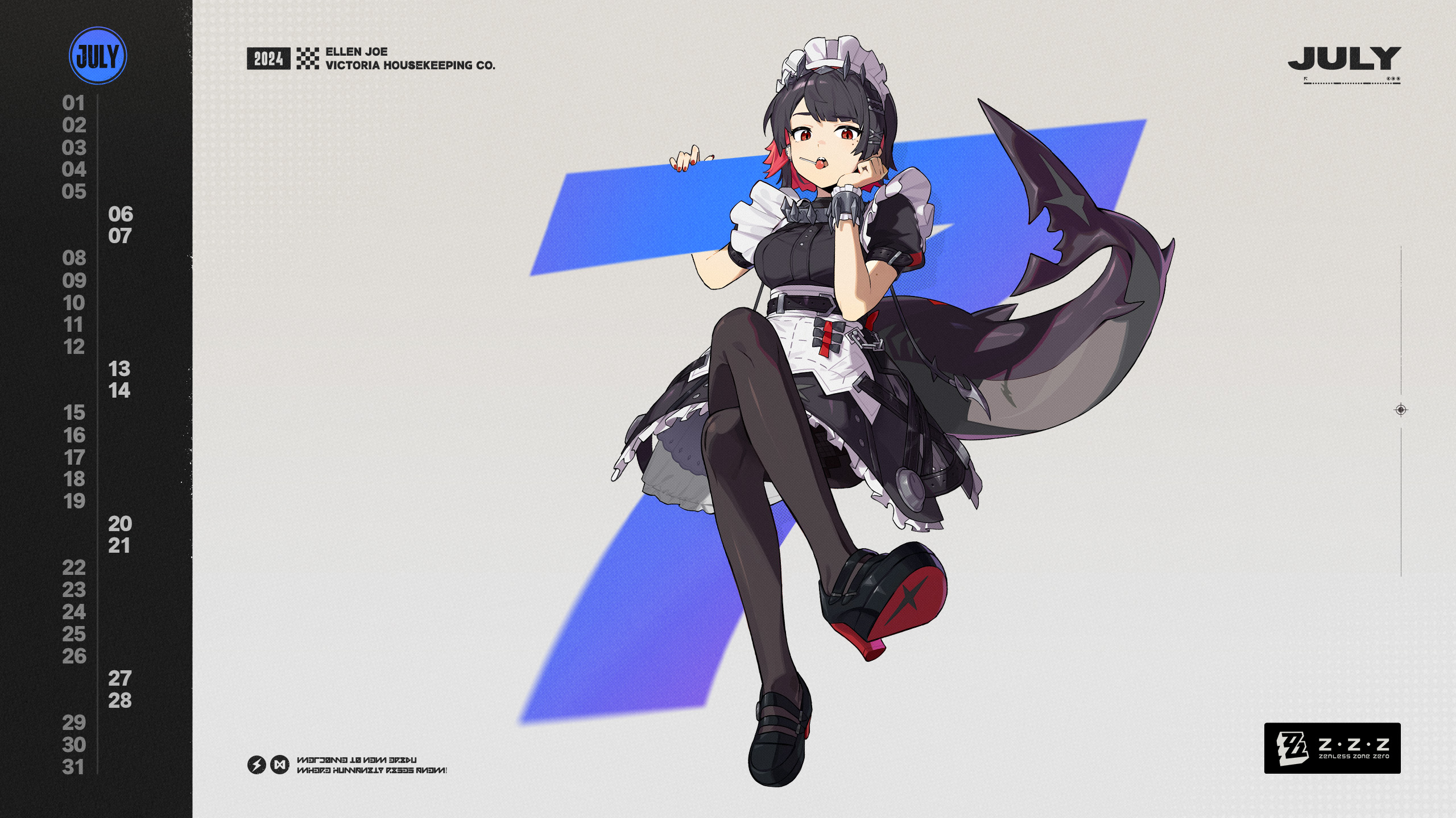 Anime 2560x1440 anime girls video games maid shark girl tail HoYoverse Zenless Zone Zero Ellen Joe