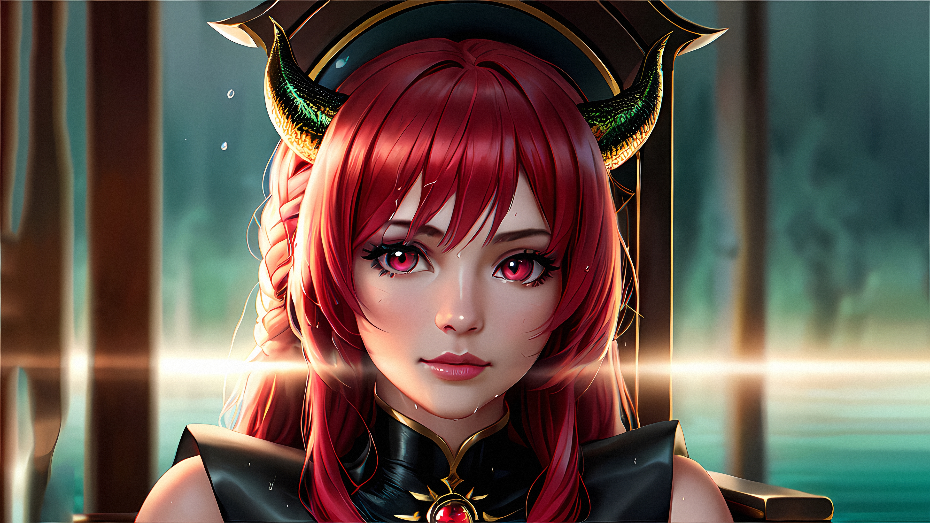 General 3840x2160 Stable Diffusion 4K women dragon girl AI art horns anime