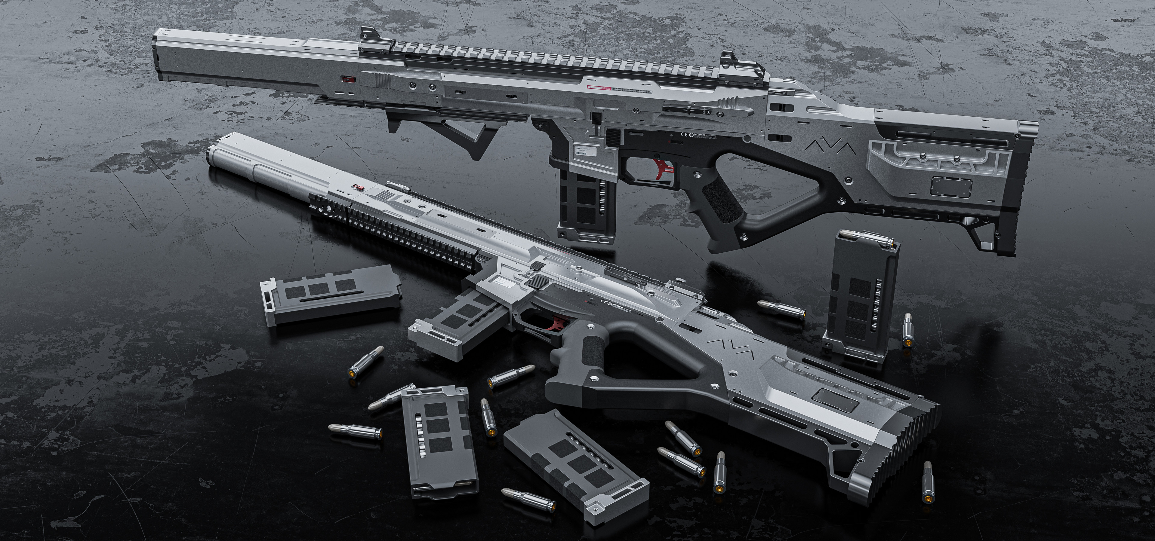 General 3840x1800 rifles assault rifle weapon gun science fiction ArtStation