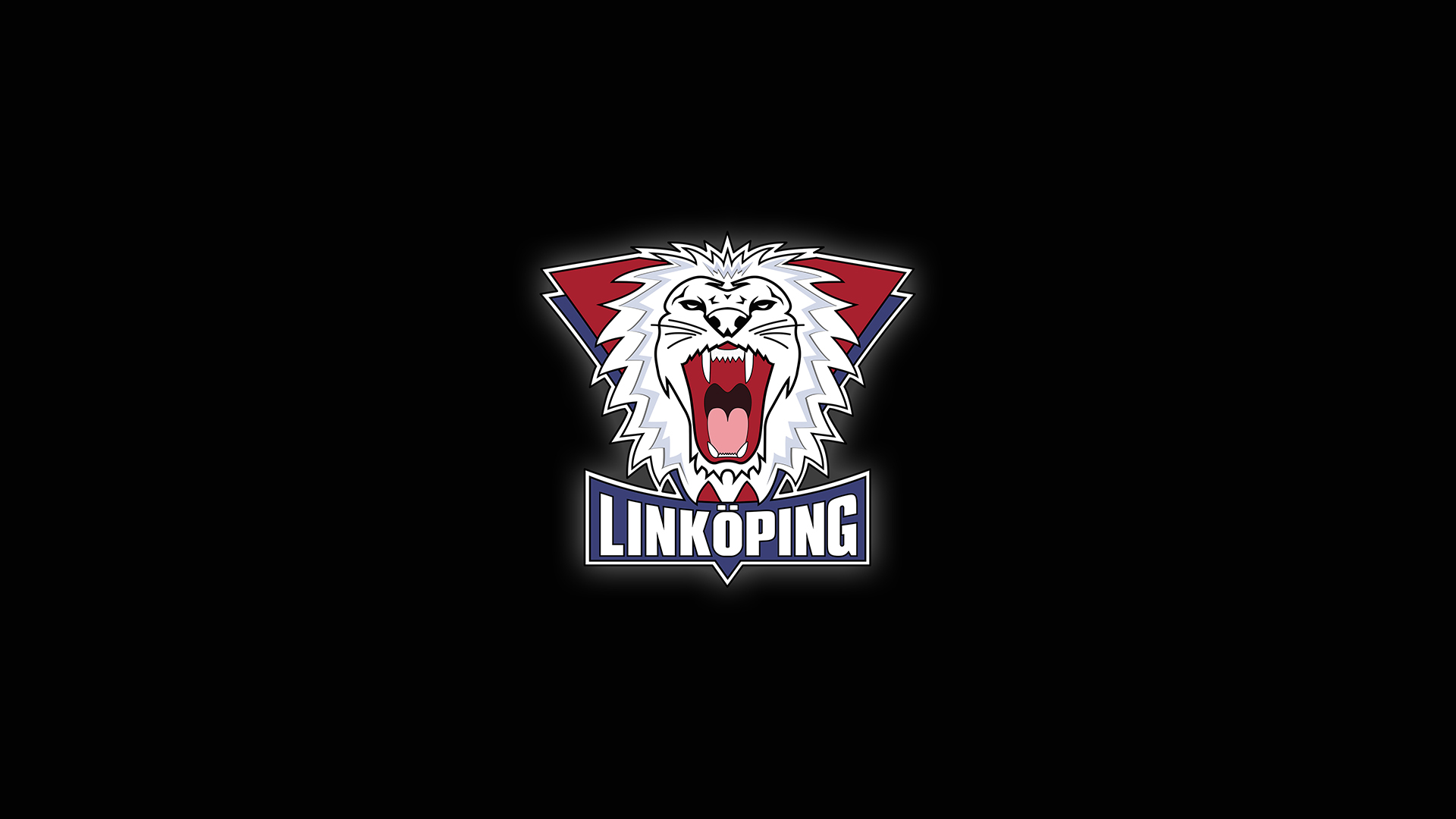 General 1920x1080 Linköping LHC SHL logo simple background digital art minimalism animals pointy teeth open mouth whiskers black background