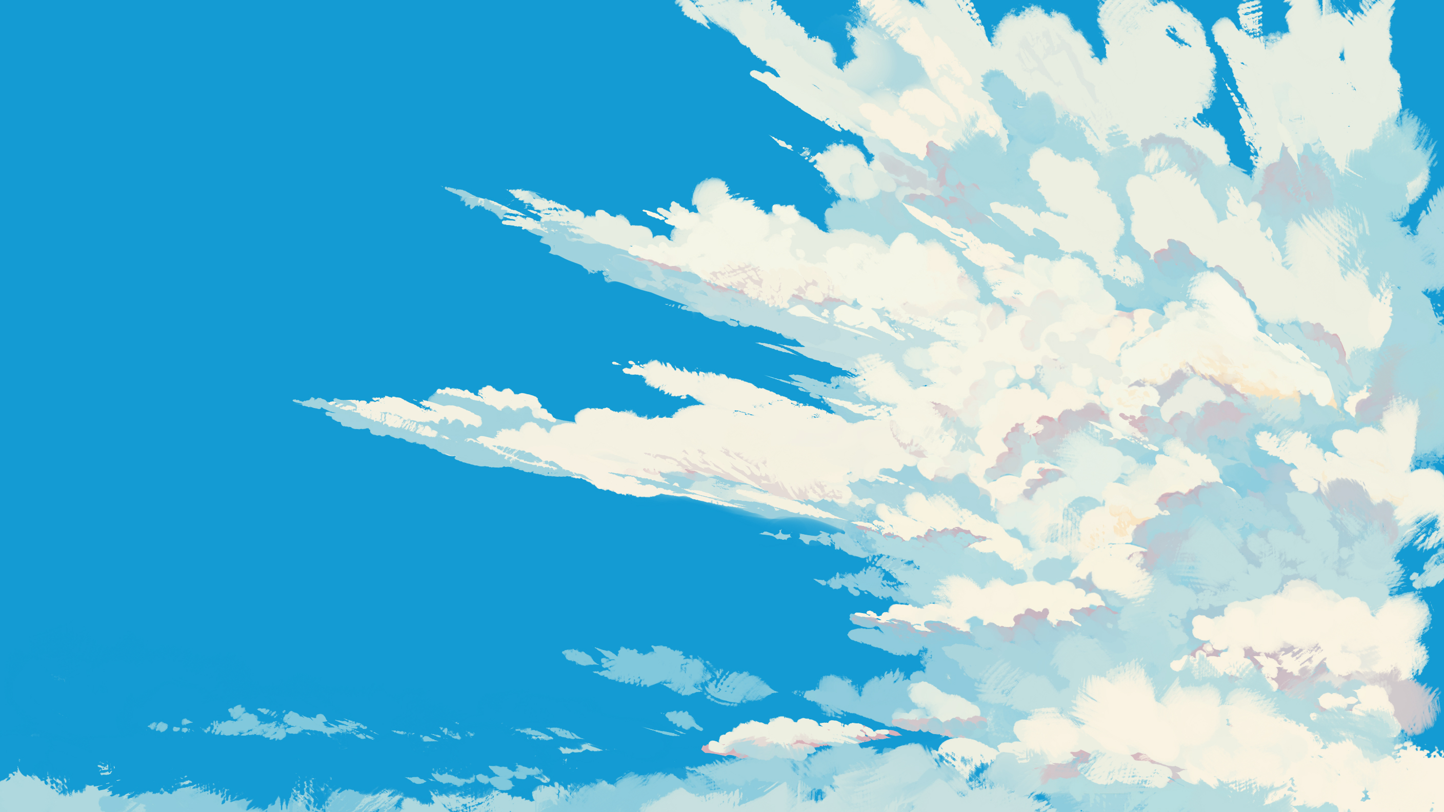General 2816x1584 digital art illustration clouds sky nature blue minimalism simple background artwork blue background