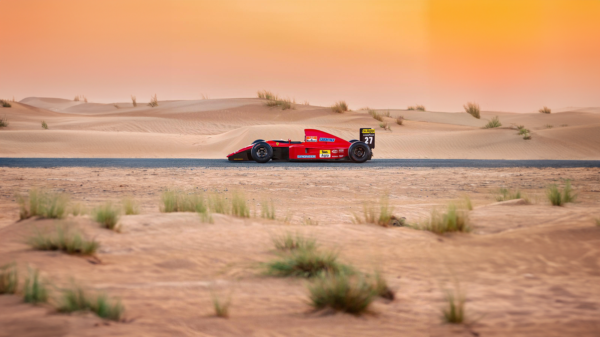 General 1920x1080 1991 Ferrari 643 F1 desert motorsport car side view Formula 1 road vehicle sand