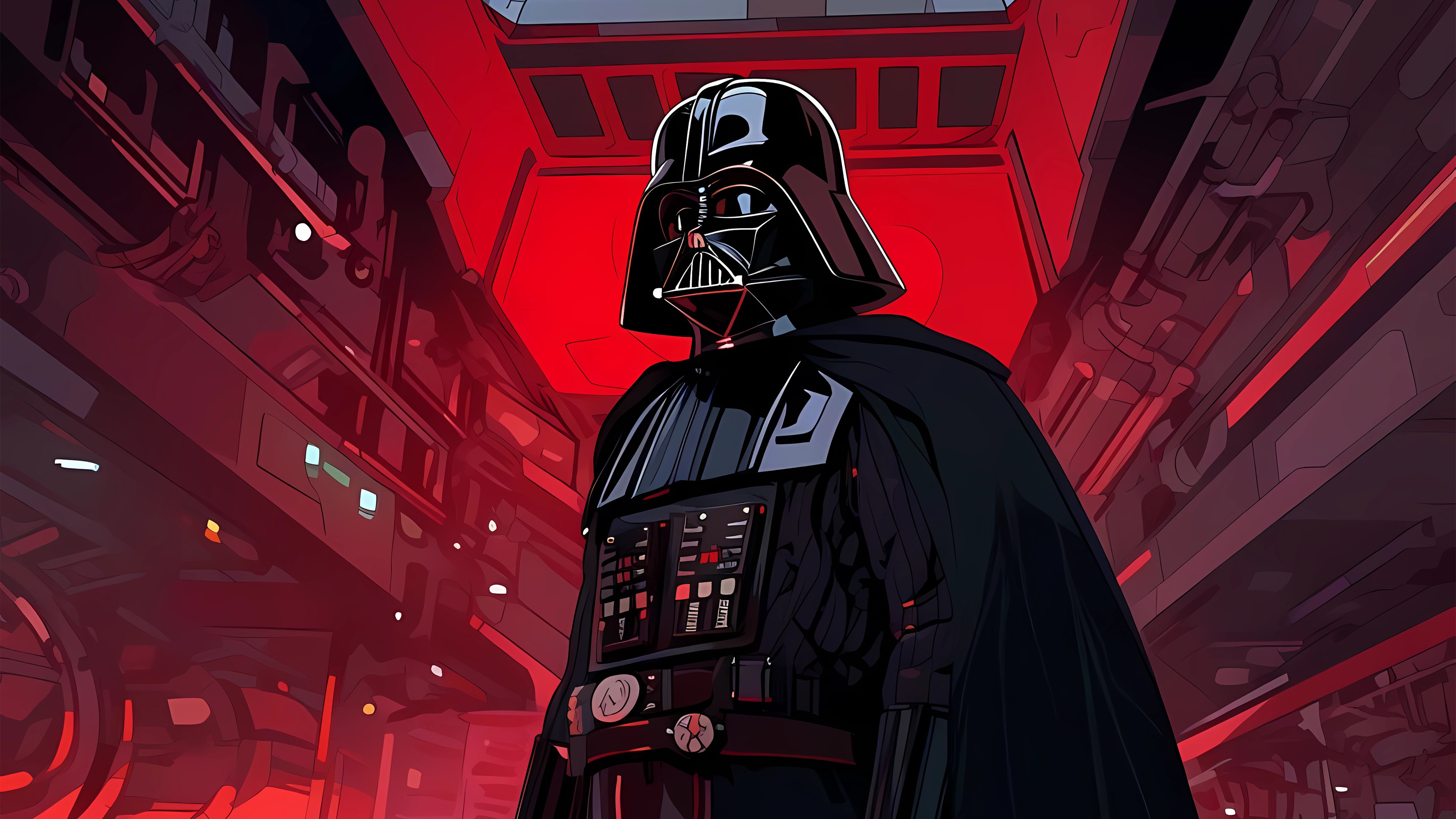 Anime 3840x2160 AI art Darth Vader Star Wars digital art helmet cape