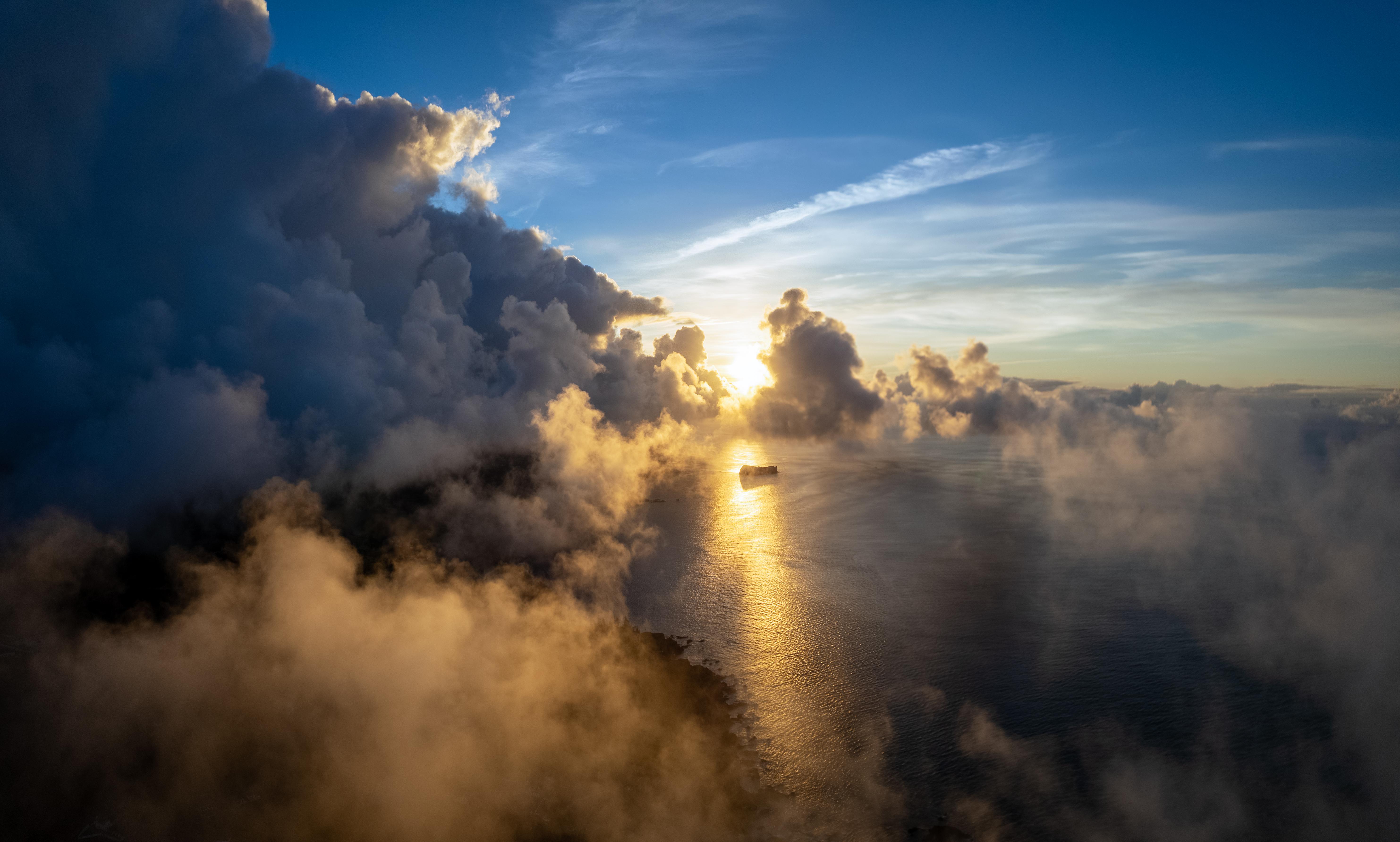 General 5930x3571 Azores island coast sunrise clouds sea landscape nature sky