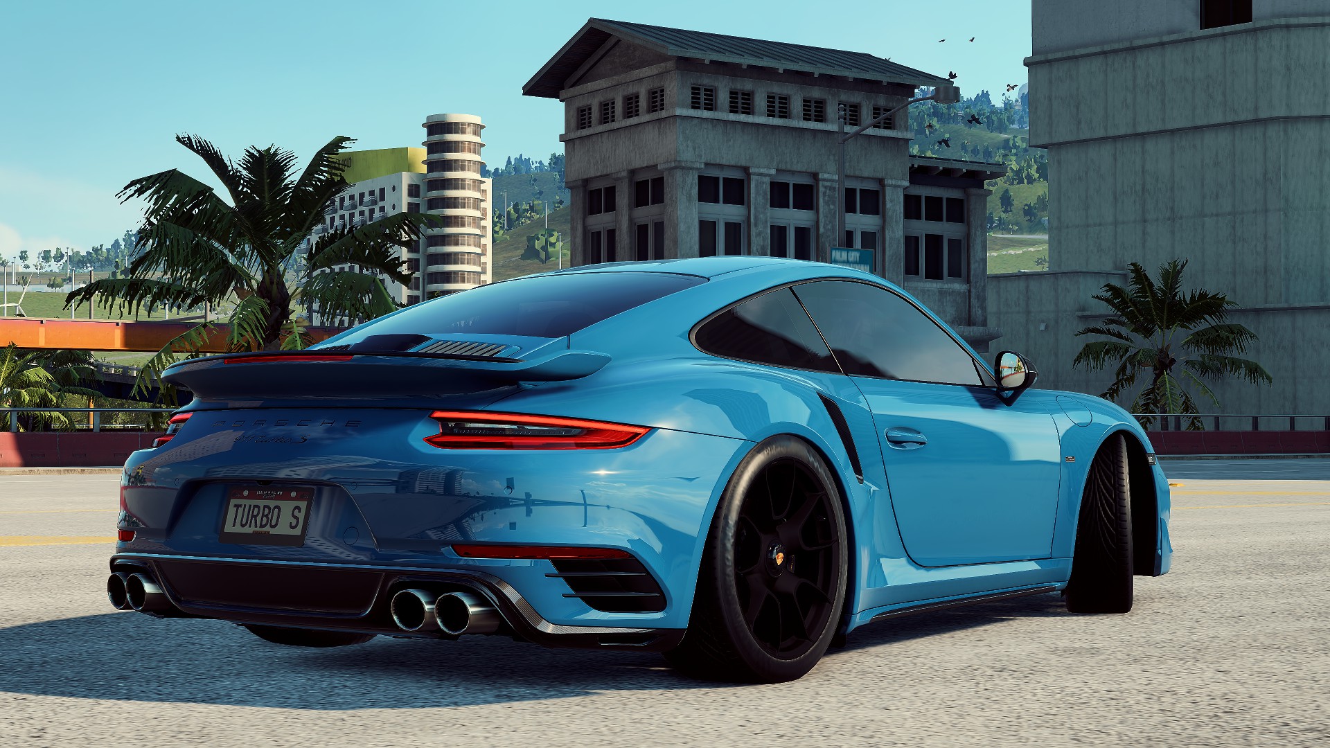 General 1920x1080 Porsche car 4K Need for Speed: Heat street view road city building turquoise rear view Porsche 911 video games GTA anniversary Dog Days