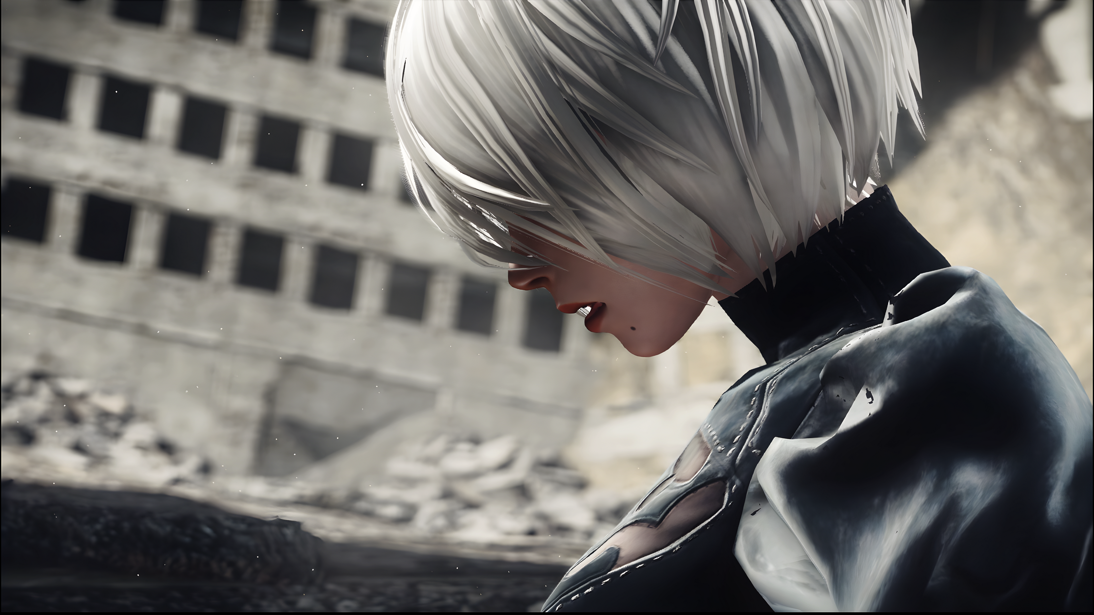 General 3840x2160 2B (Nier: Automata) Nier: Automata video game characters video game girls video games mole under mouth moles white hair