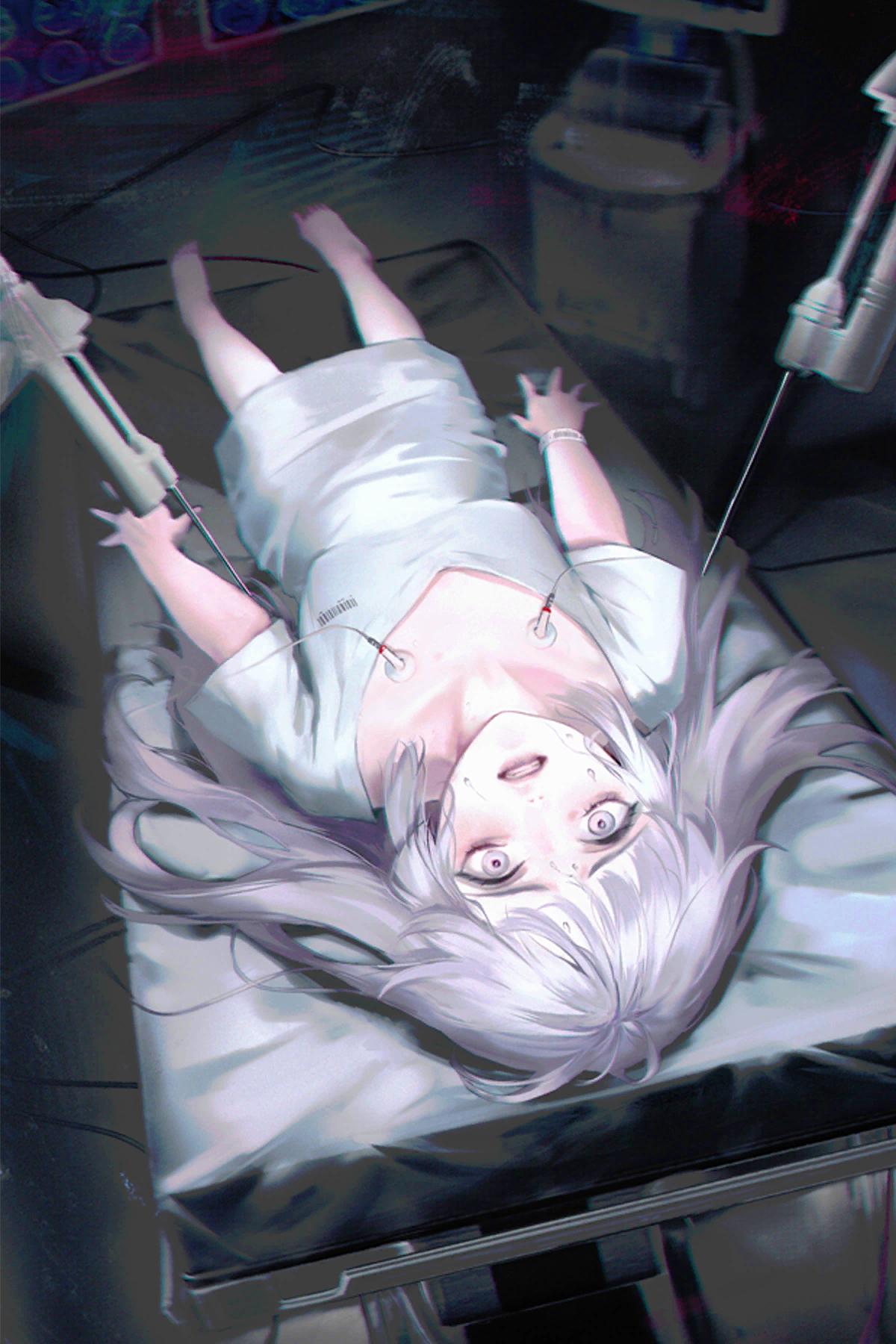Anime Girl Lying Down in Bed · Creative Fabrica