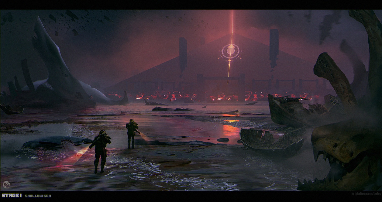 General 1511x800 science fiction Stargate flashlight pyramid red orange city soldier ice fantasy art