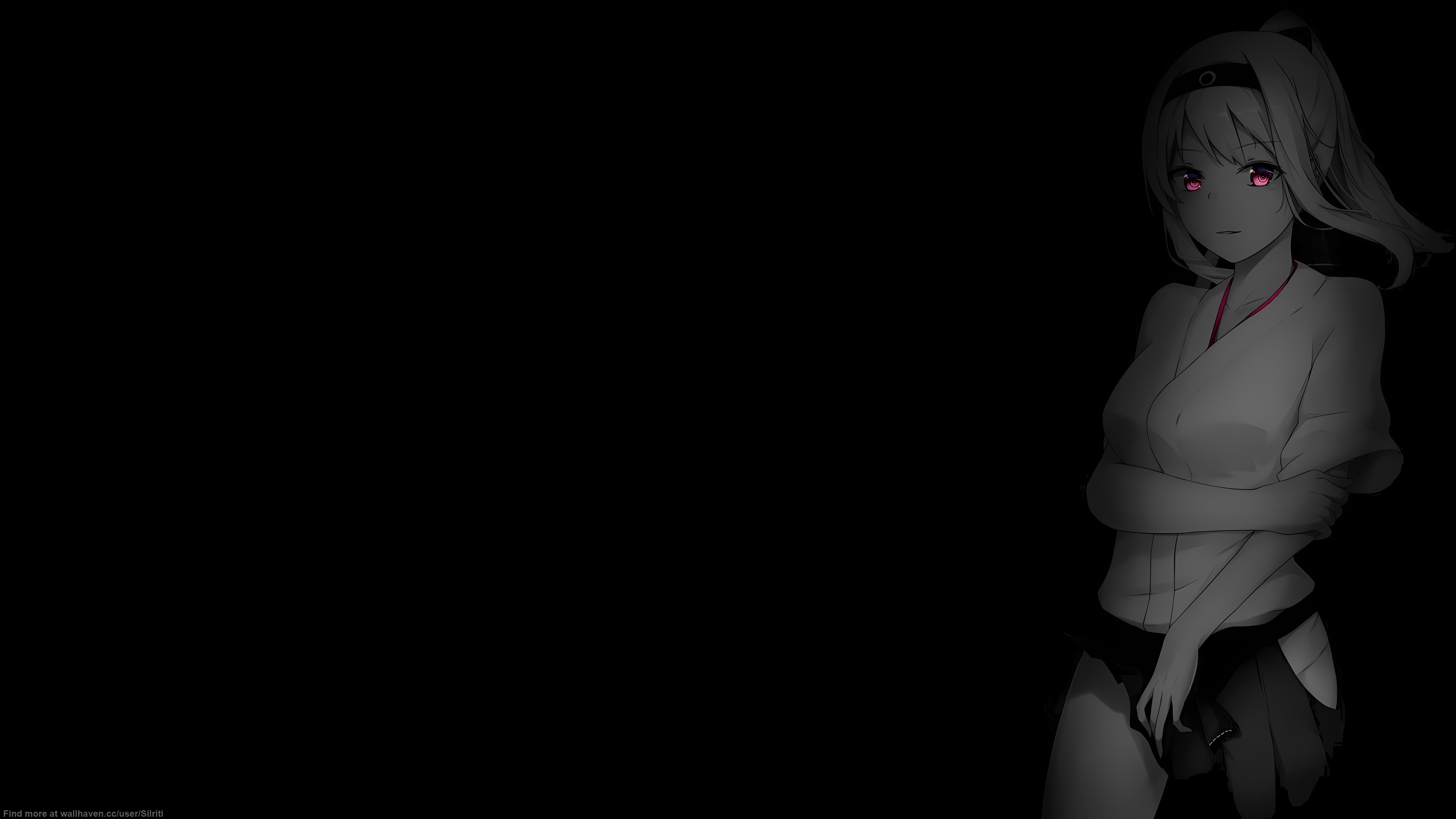 Anime 3840x2160 selective coloring black background dark background simple background anime girls minimalism