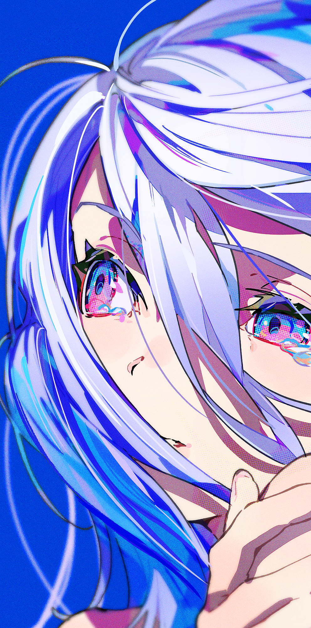 Anime 992x2000 mika pikazo digital art artwork illustration women anime girls blue eyes blue hair portrait display