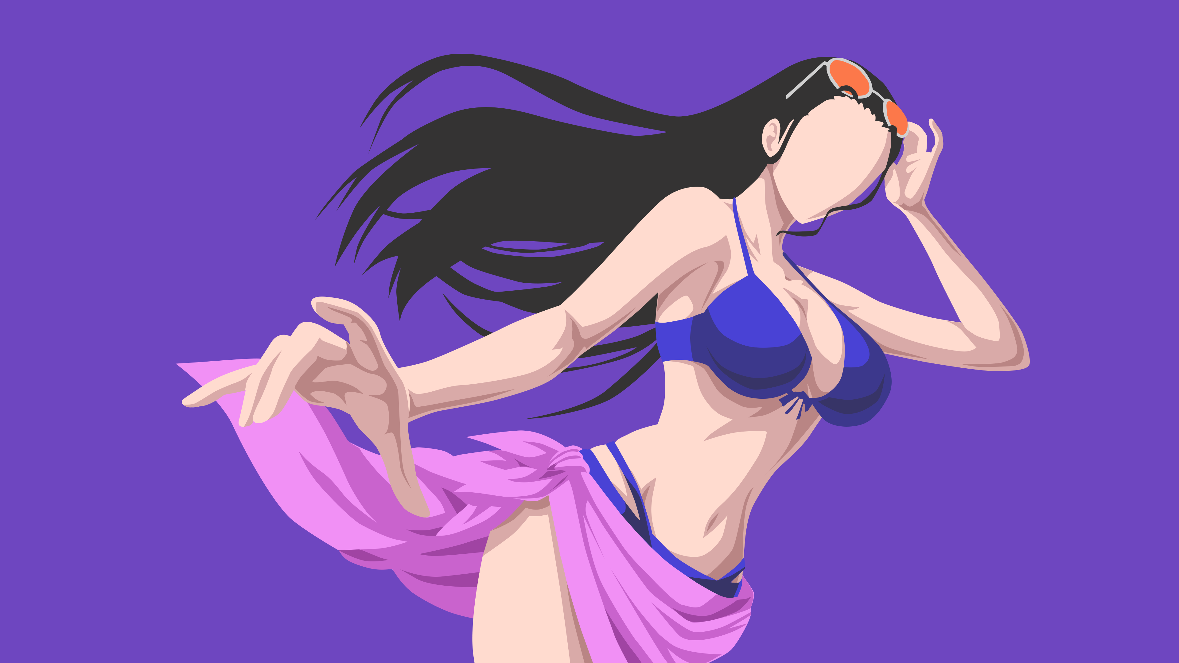 Anime 3840x2160 aho1225 DeviantArt One Piece Nico Robin minimalism anime girls simple background swimwear bikini big boobs