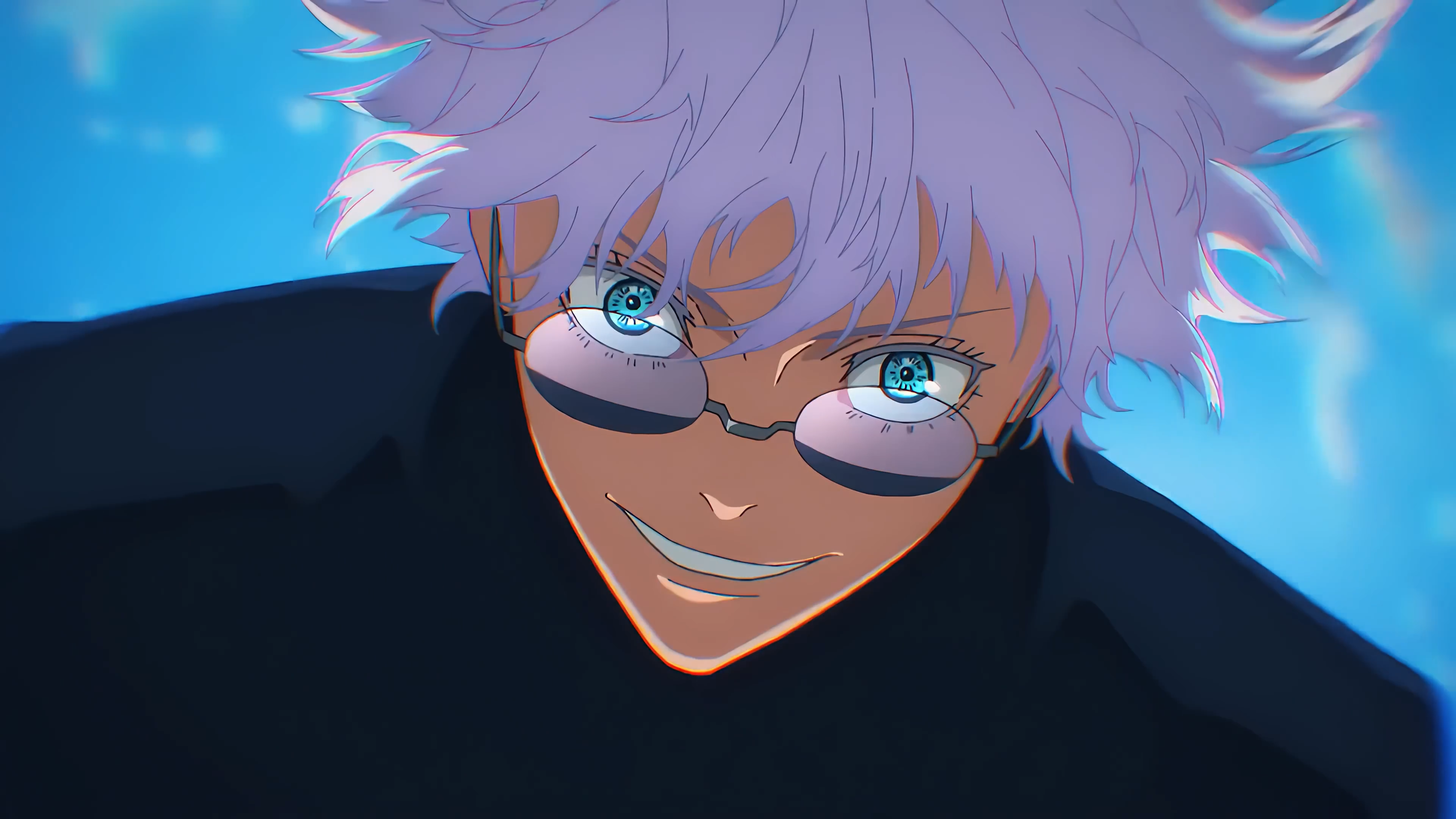 Anime 3840x2160 Jujutsu Kaisen Satoru Gojo anime Anime screenshot anime boys smiling sunglasses sky looking at viewer