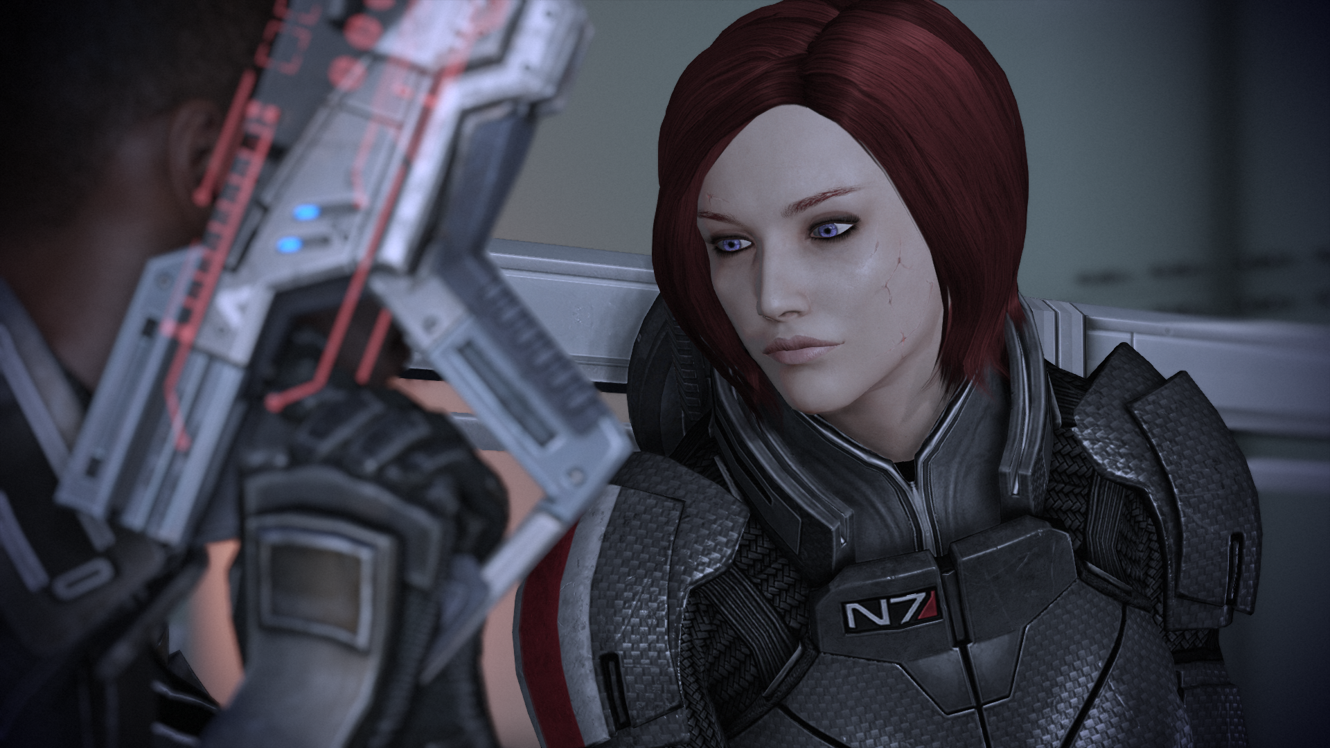 General 1920x1080 Mass Effect: Legendary Edition Commander Shepard CGI video games women screen shot armor gun video game characters