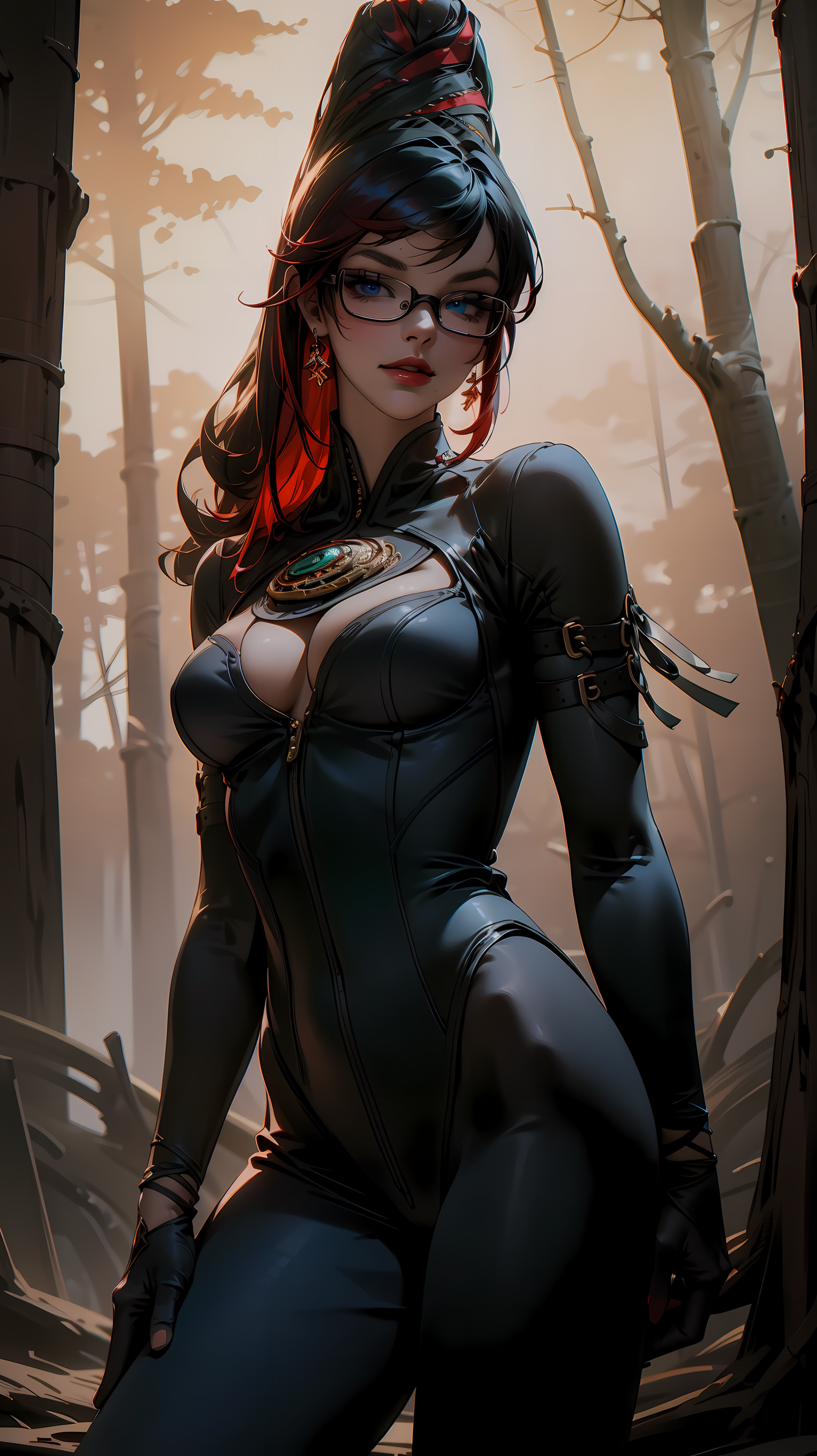 Anime 1536x2736 AI art anime anime girls redhead concept art fantasy art video game characters Bayonetta