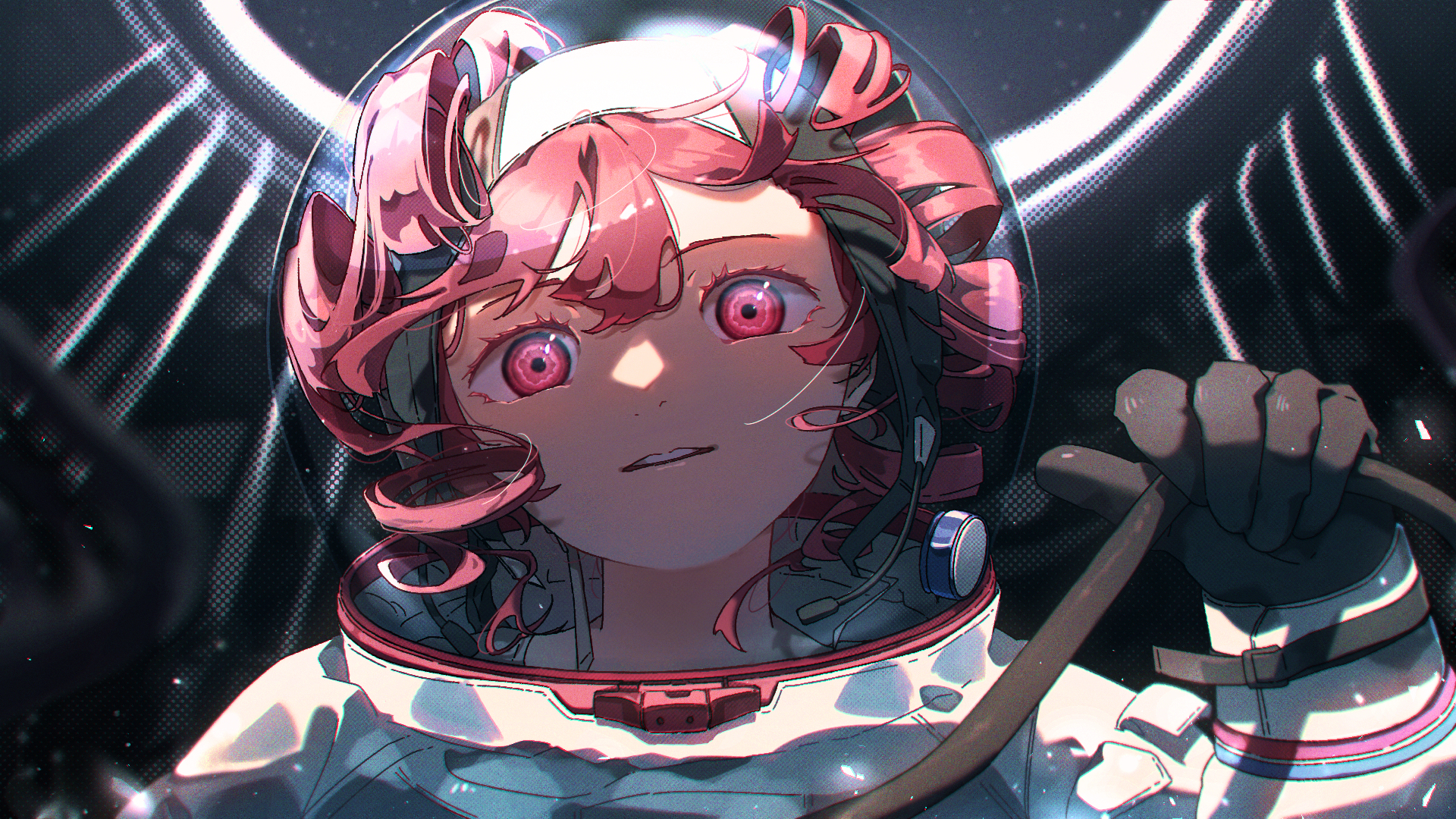 Anime 1920x1080 anime anime girls spacesuit redhead red eyes looking at viewer short hair Kasane Teto