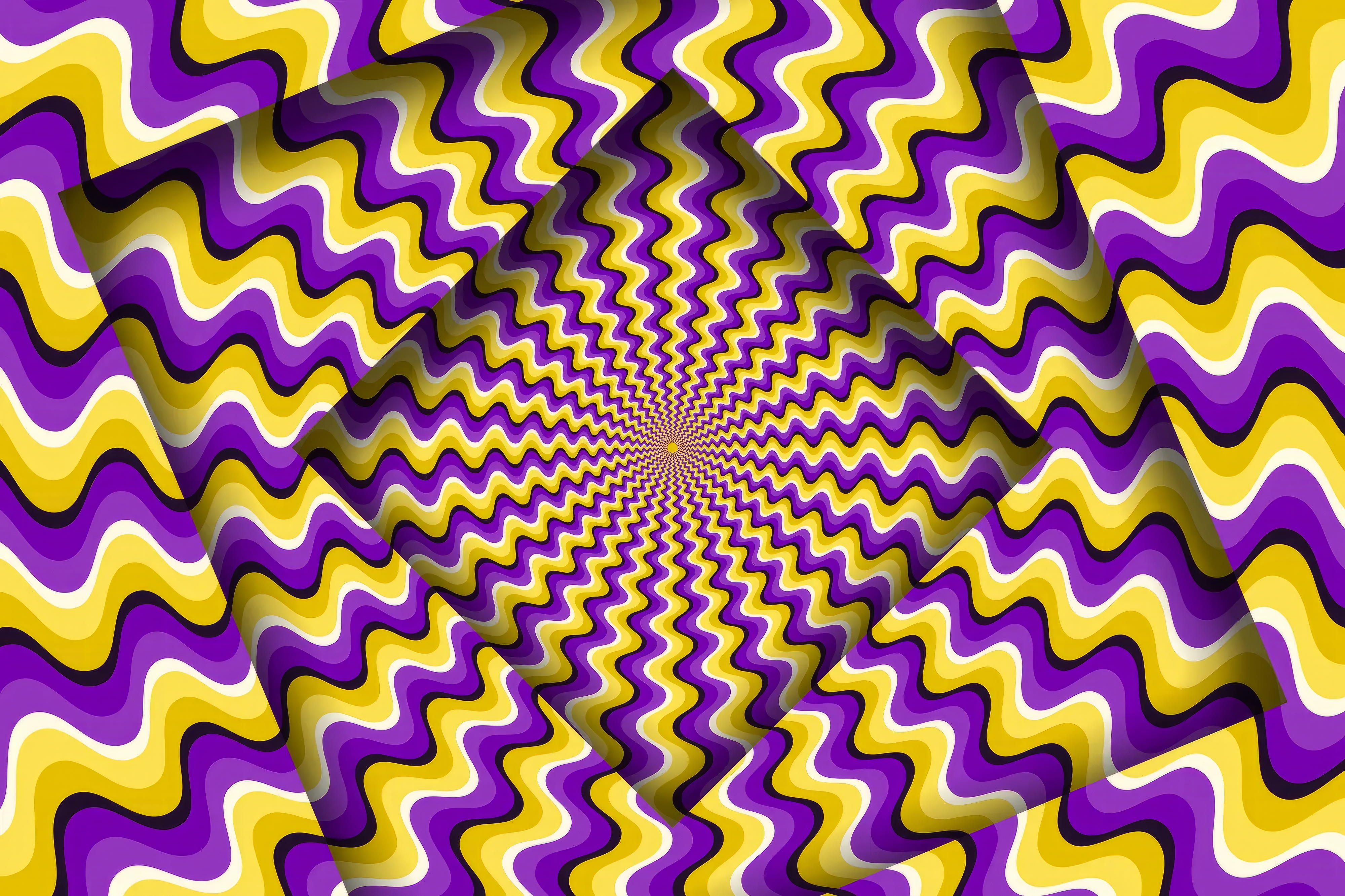 General 4000x2666 optical illusion abstract waves yellow purple