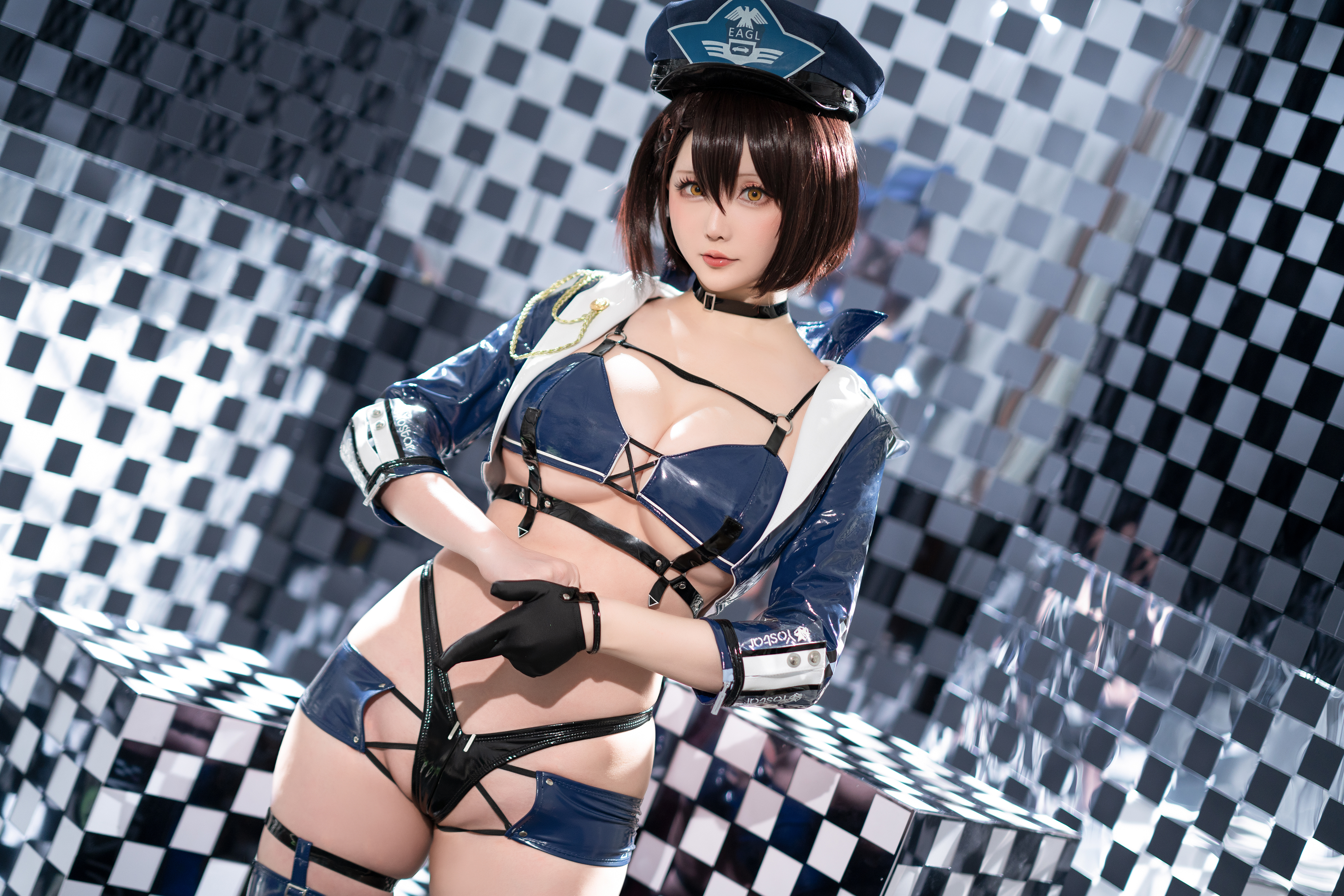 People 4000x2668 Hoshilily women model Asian cosplay Race Queen Outfit Baltimore (Azur Lane) Azur Lane women indoors latex looking at viewer