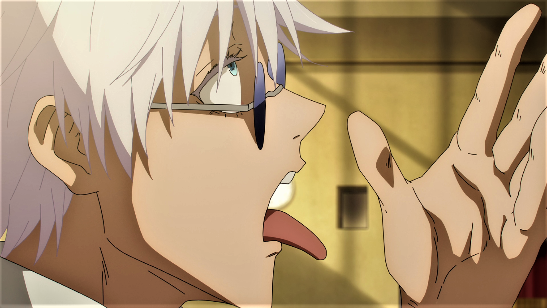 Anime 1920x1080 Jujutsu Kaisen Satoru Gojo glasses white hair tongue out blue eyes anime anime screenshot anime boys