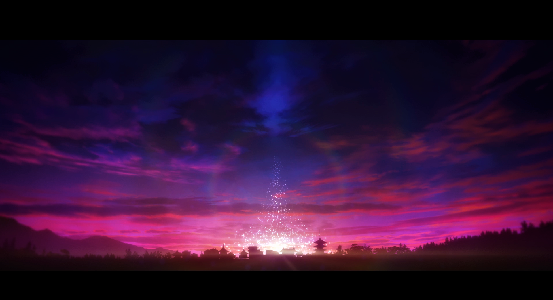 Anime 1920x1043 Jujutsu Kaisen sunset sparkles clouds anime Anime screenshot building sunset glow sky