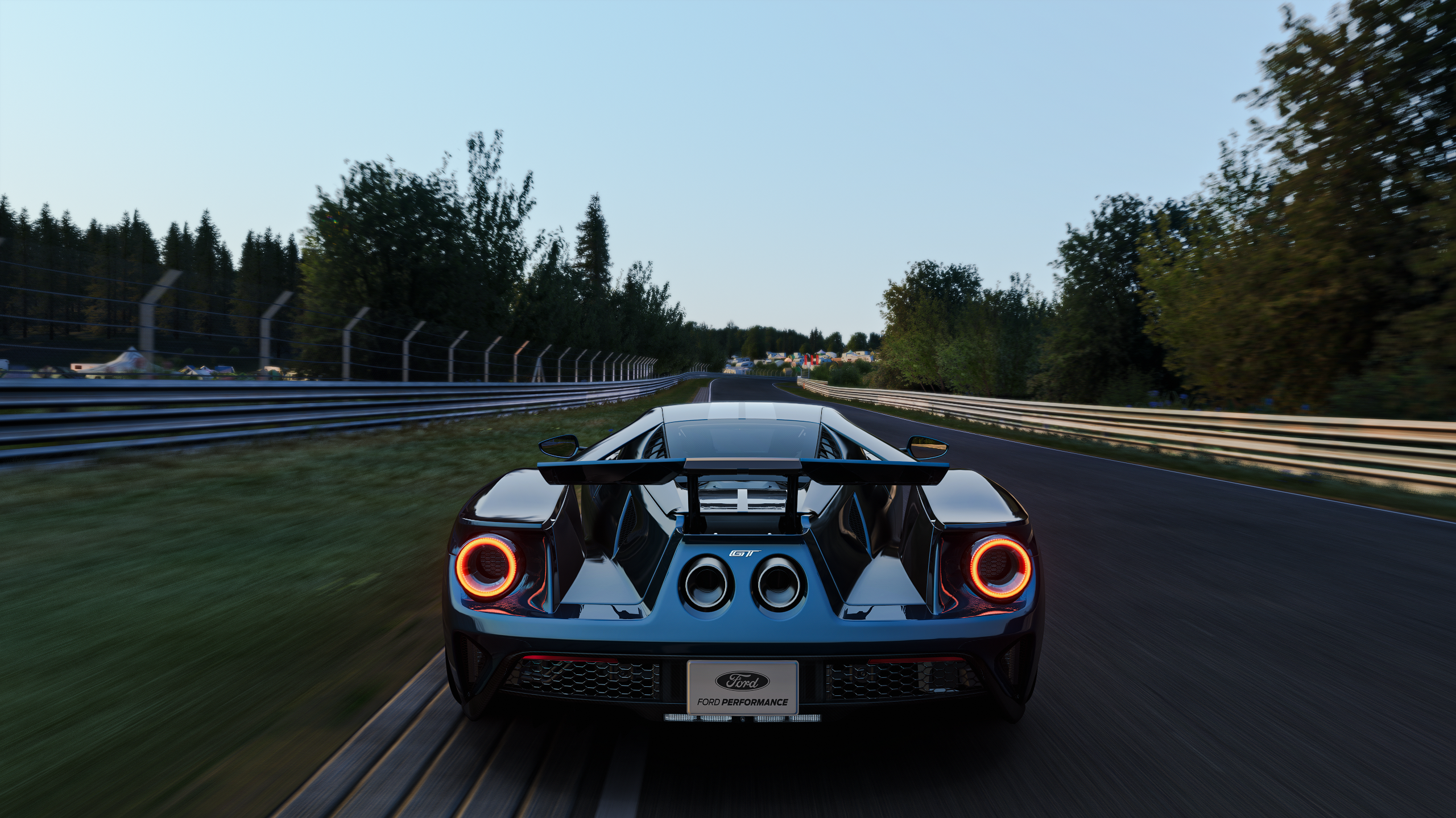 General 2560x1440 car vehicle Assetto Corsa Ford Ford GT Ford GT Mk II Nurburgring simulation rear view race tracks licence plates sky taillights video games American cars