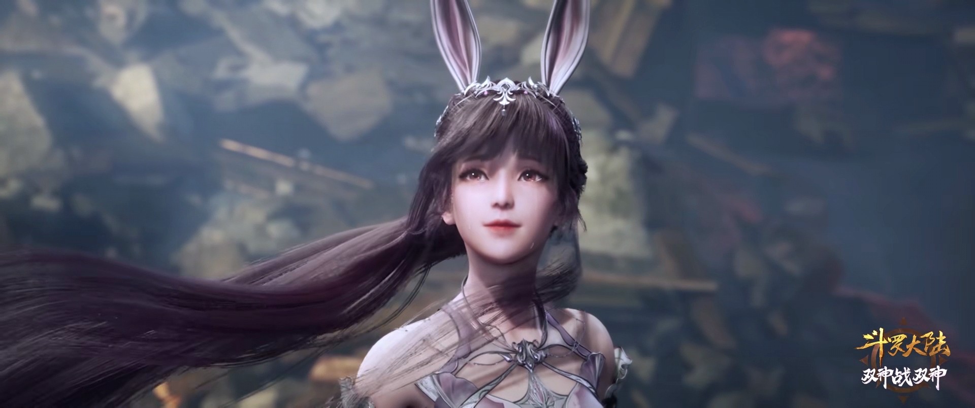General 1920x804 Little Dance Douluo Continent Asian long hair bunny girl bunny ears looking up blurred blurry background CGI Chinese cartoon