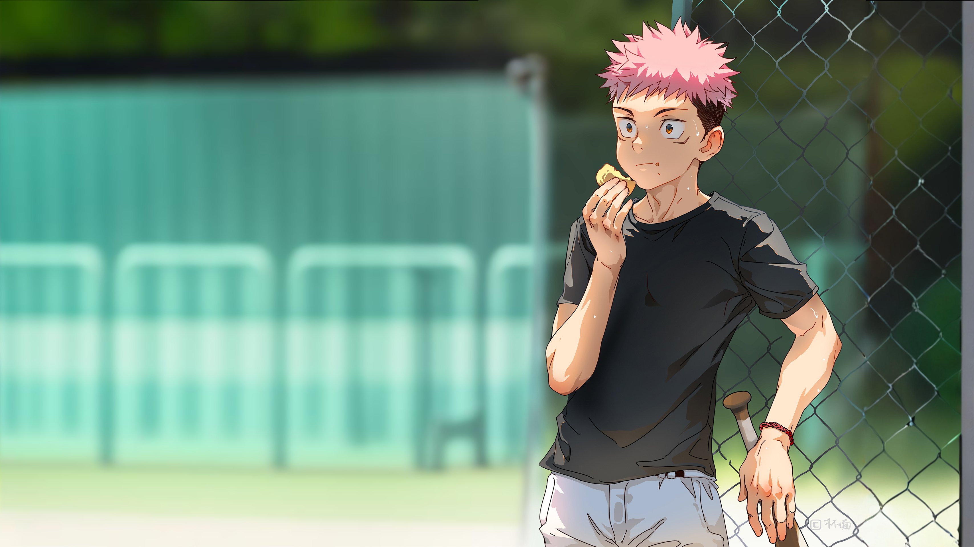 Anime 3416x1920 Beitemian eating Yuji Itadori Jujutsu Kaisen baseball