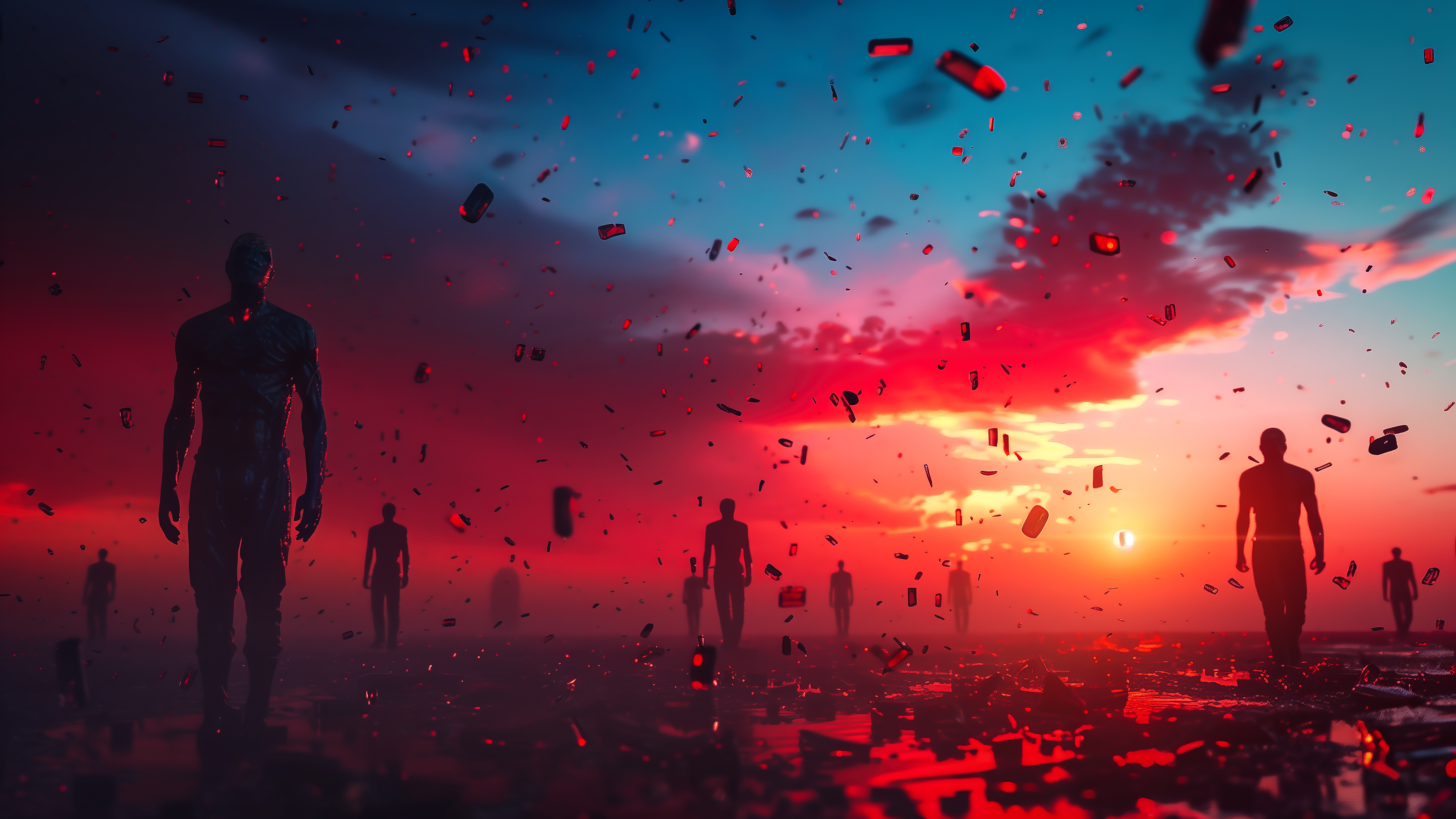 General 3840x2160 abstract sunset humanoid AI art