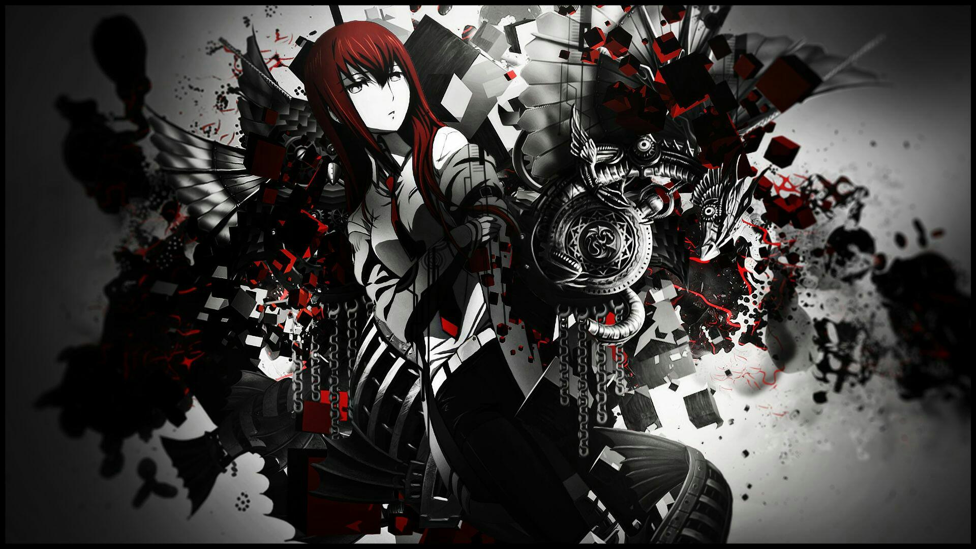 Anime 1920x1080 Steins;Gate abstract red Makise Kurisu scientists