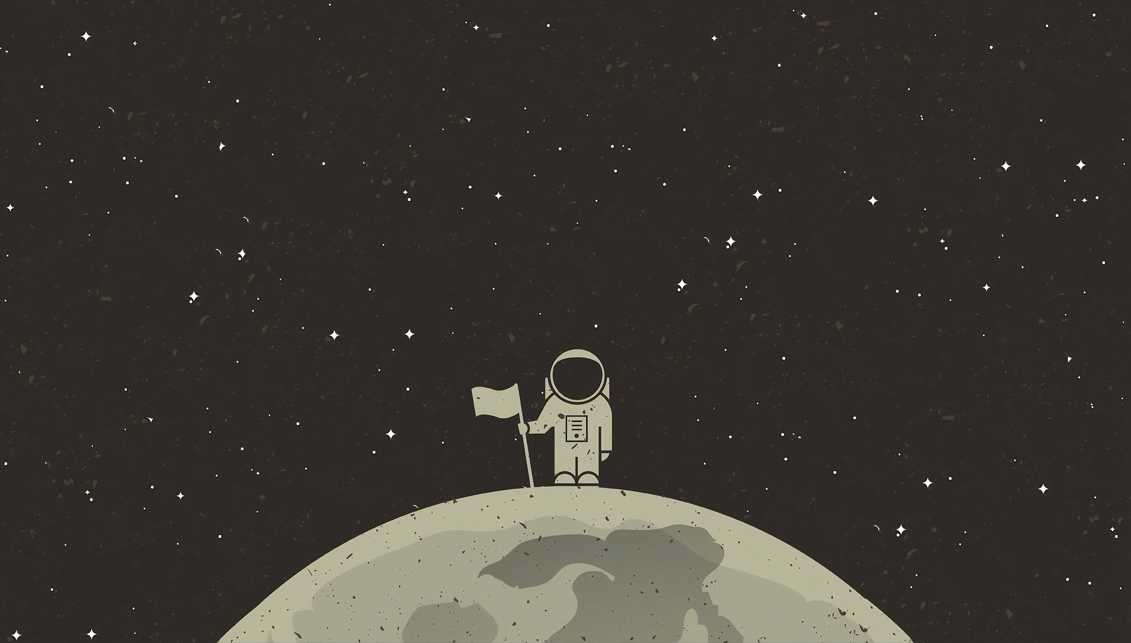 General 3840x2183 digital art artwork simple background stars space astronaut Moon minimalism space art flag vector art vector illustration