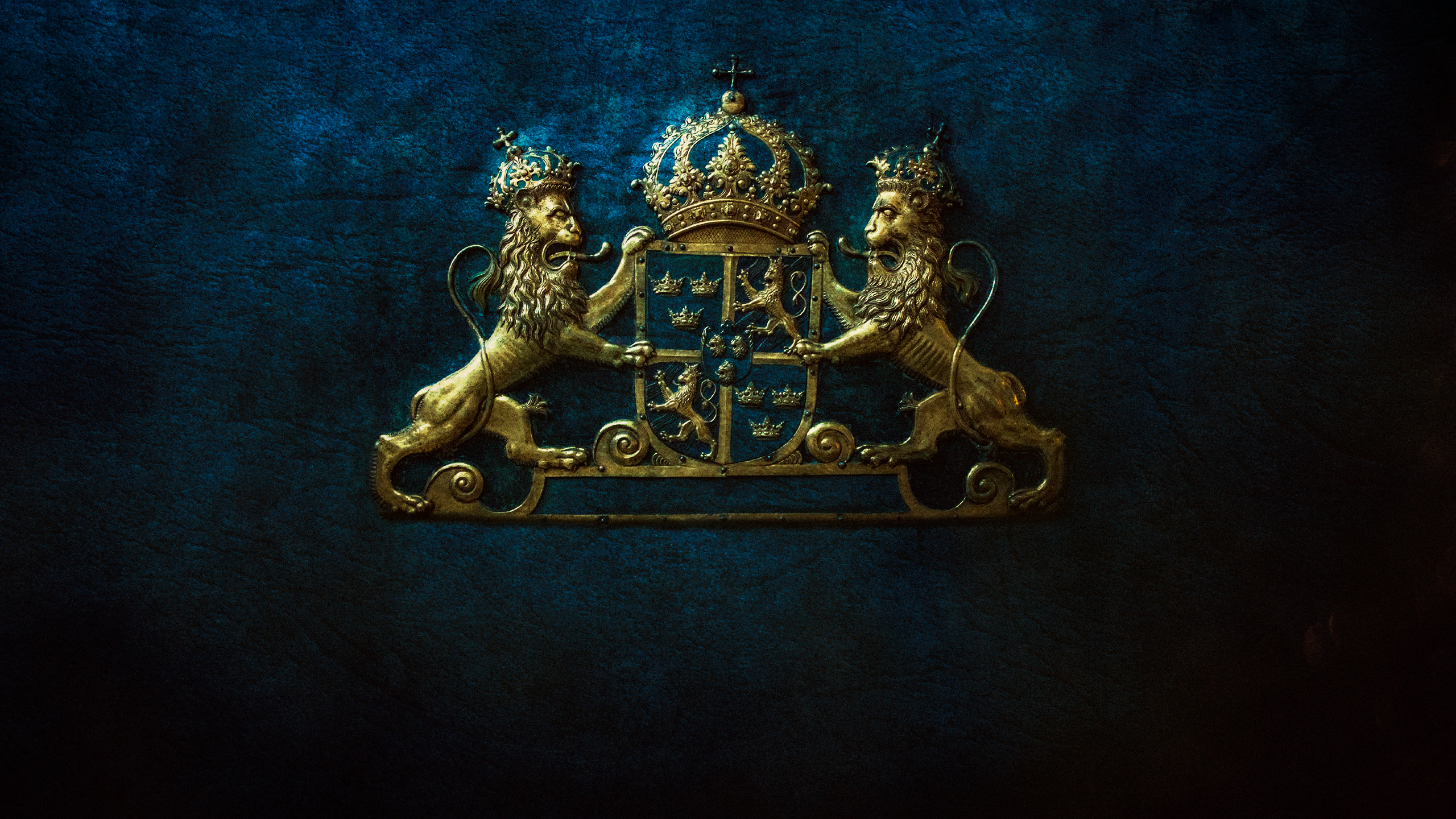 General 2560x1440 coat of arms Sweden lion Shield celestial