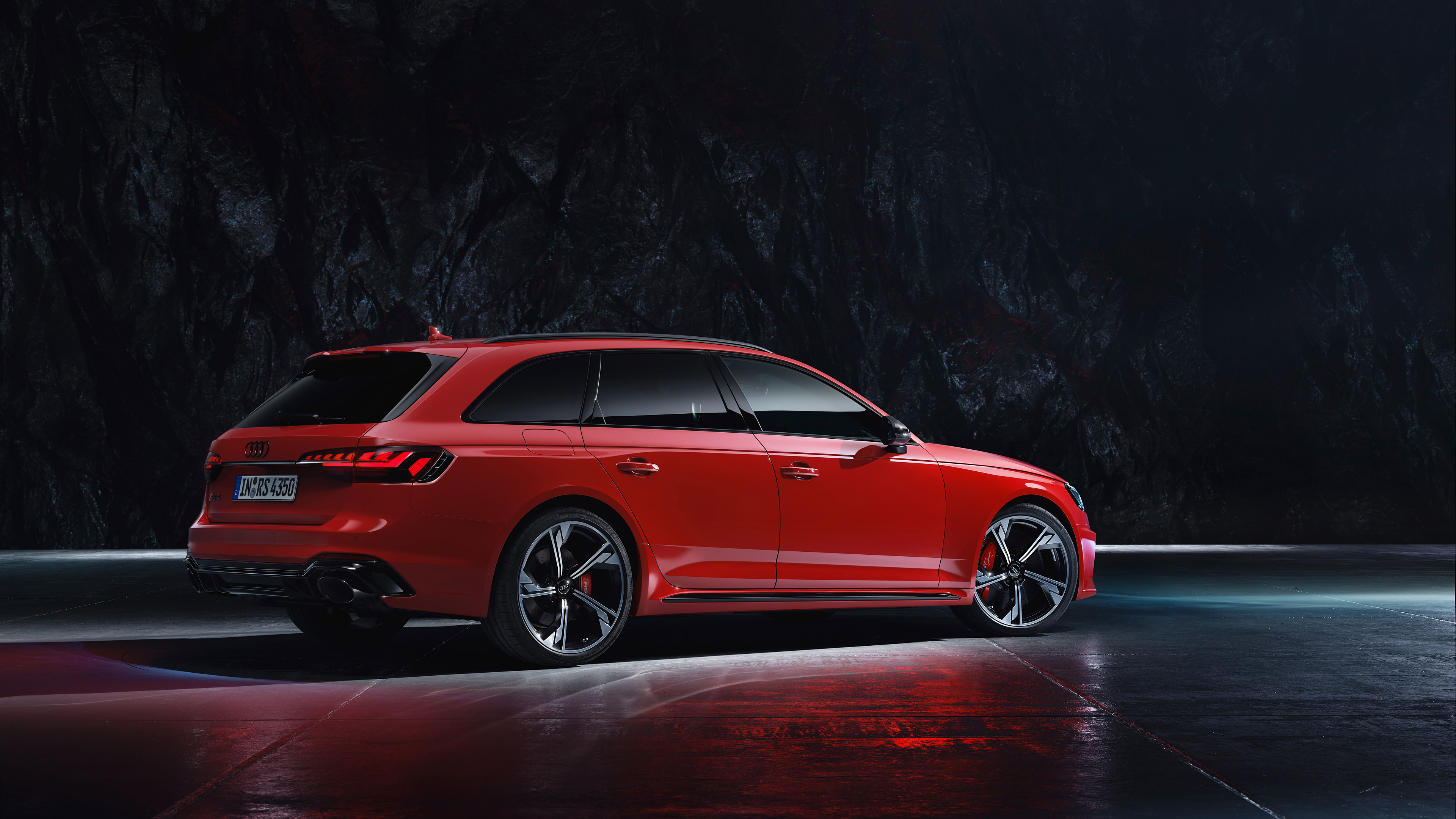 General 3840x2160 Audi RS4 Avant Audi RS4 car vehicle spotlights red cars numbers station wagon German cars Volkswagen Group