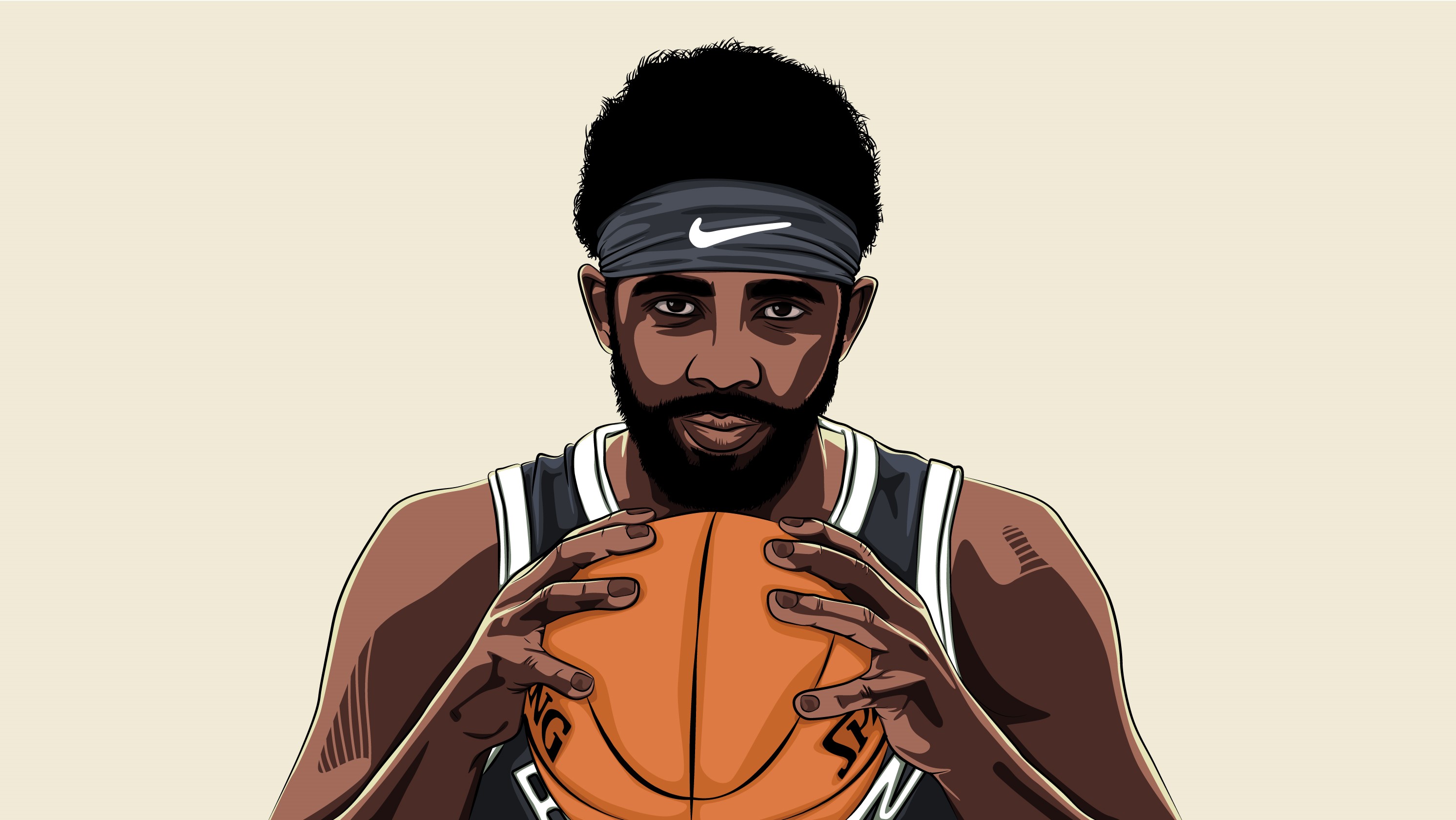 General 2983x1680 basketball Kyrie Irving simple background digital art NBA Brooklyn Nets