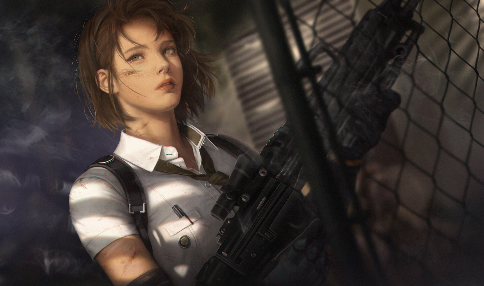 General 1920x1135 CGI digital art women artwork weapon girls with guns