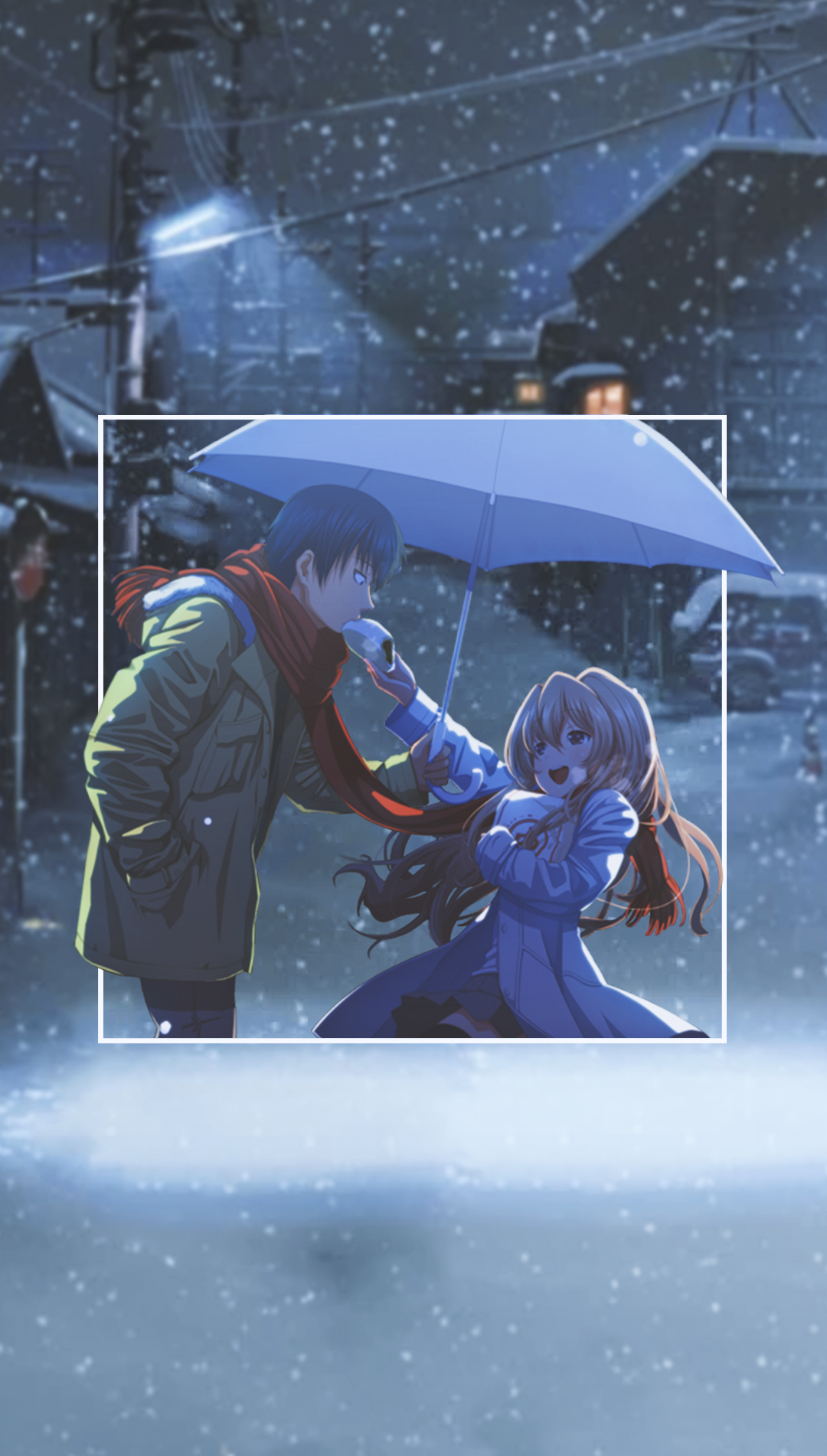 Anime 1080x1902 anime anime girls picture-in-picture umbrella urban winter snow Toradora!