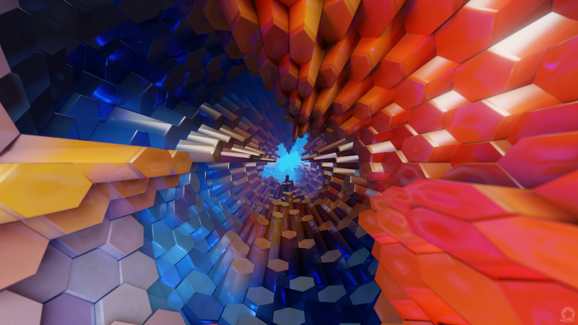 General 1920x1080 tunnel colorful hexagon abstract CGI