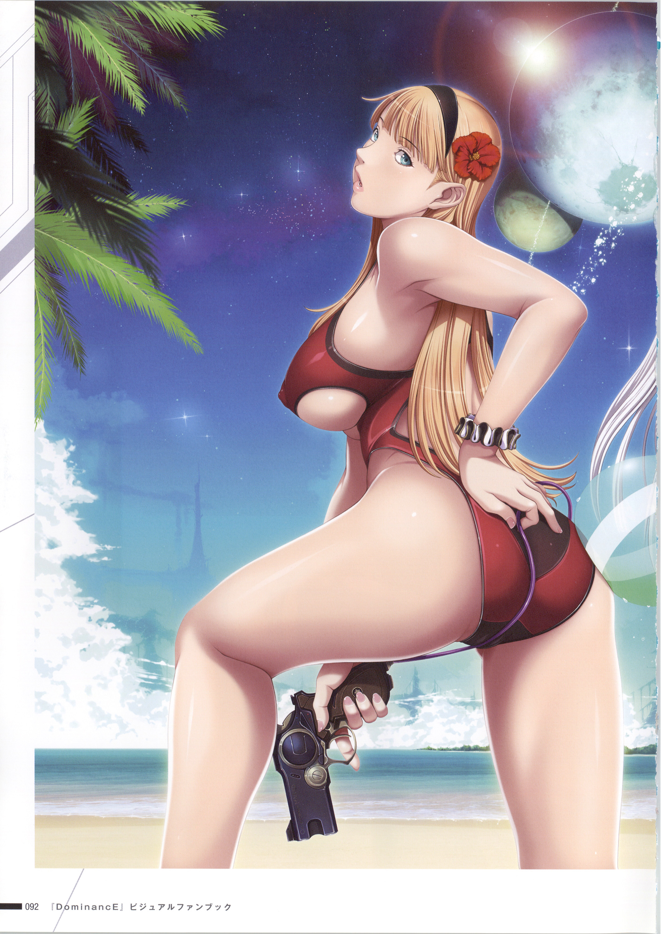 Anime 2123x3000 anime girls anime Empress Sei Shoujo ass big boobs flower in hair blonde gun long hair blue eyes