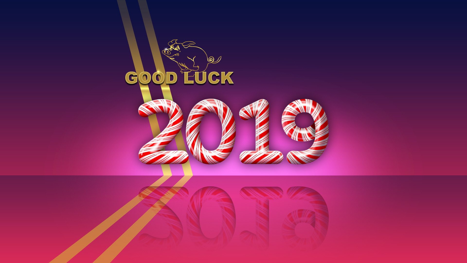 General 1920x1080 good luck 2019 (year) reflection gradient numbers holiday