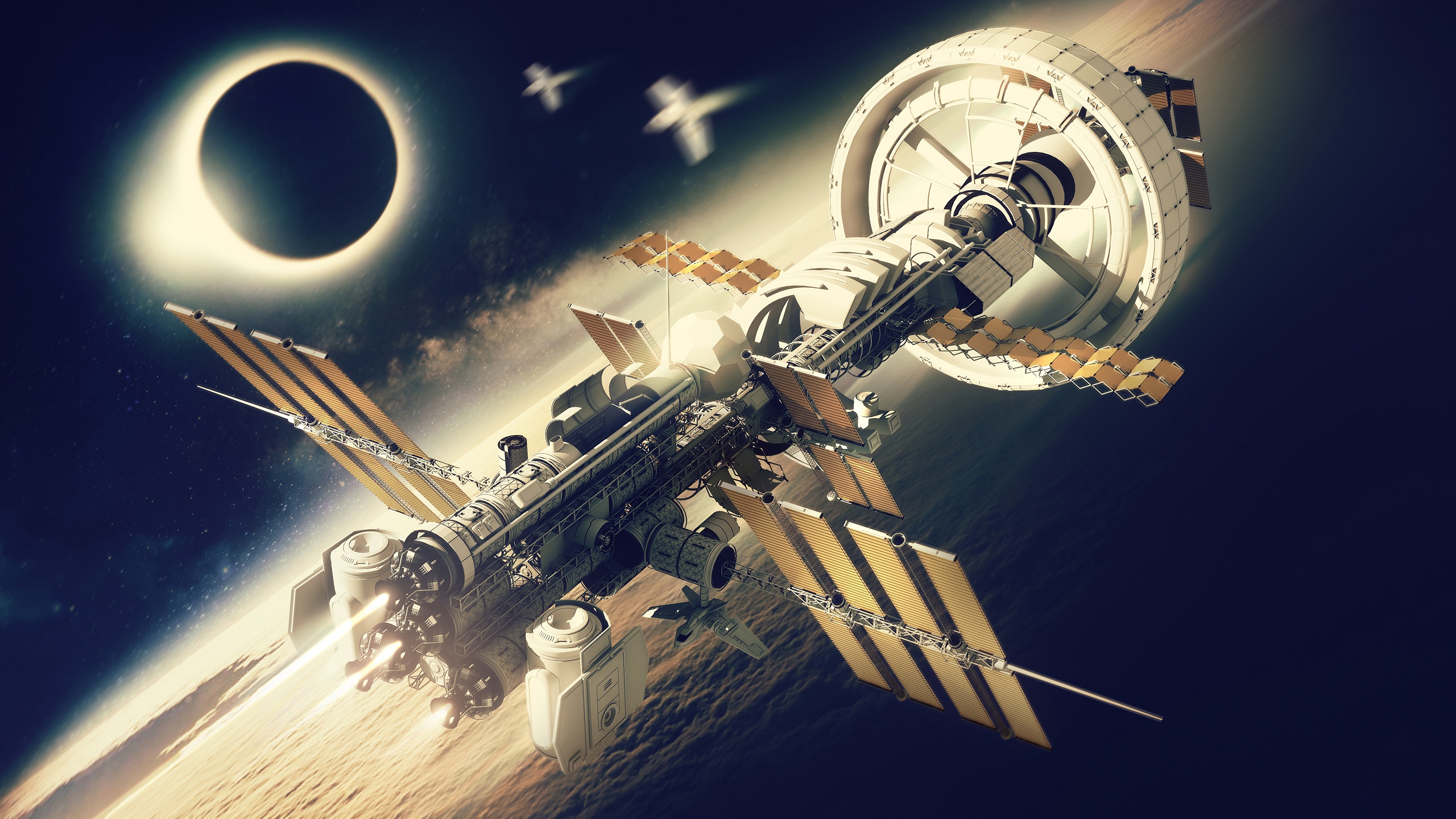 General 2560x1440 space space art science fiction space station digital art SpaceX spaceship