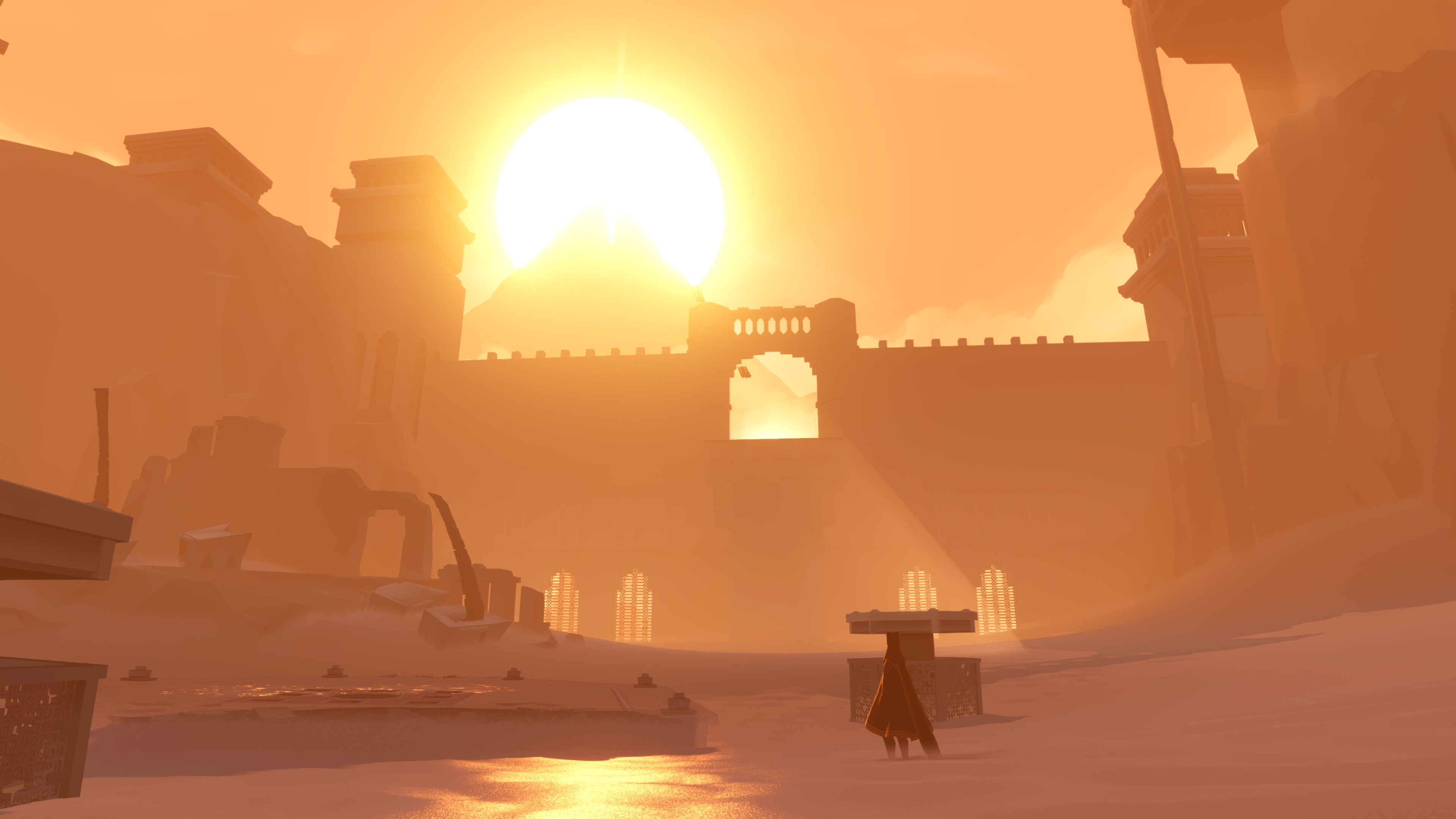 General 3840x2160 screen shot video games Journey (game) desert ruins mountains