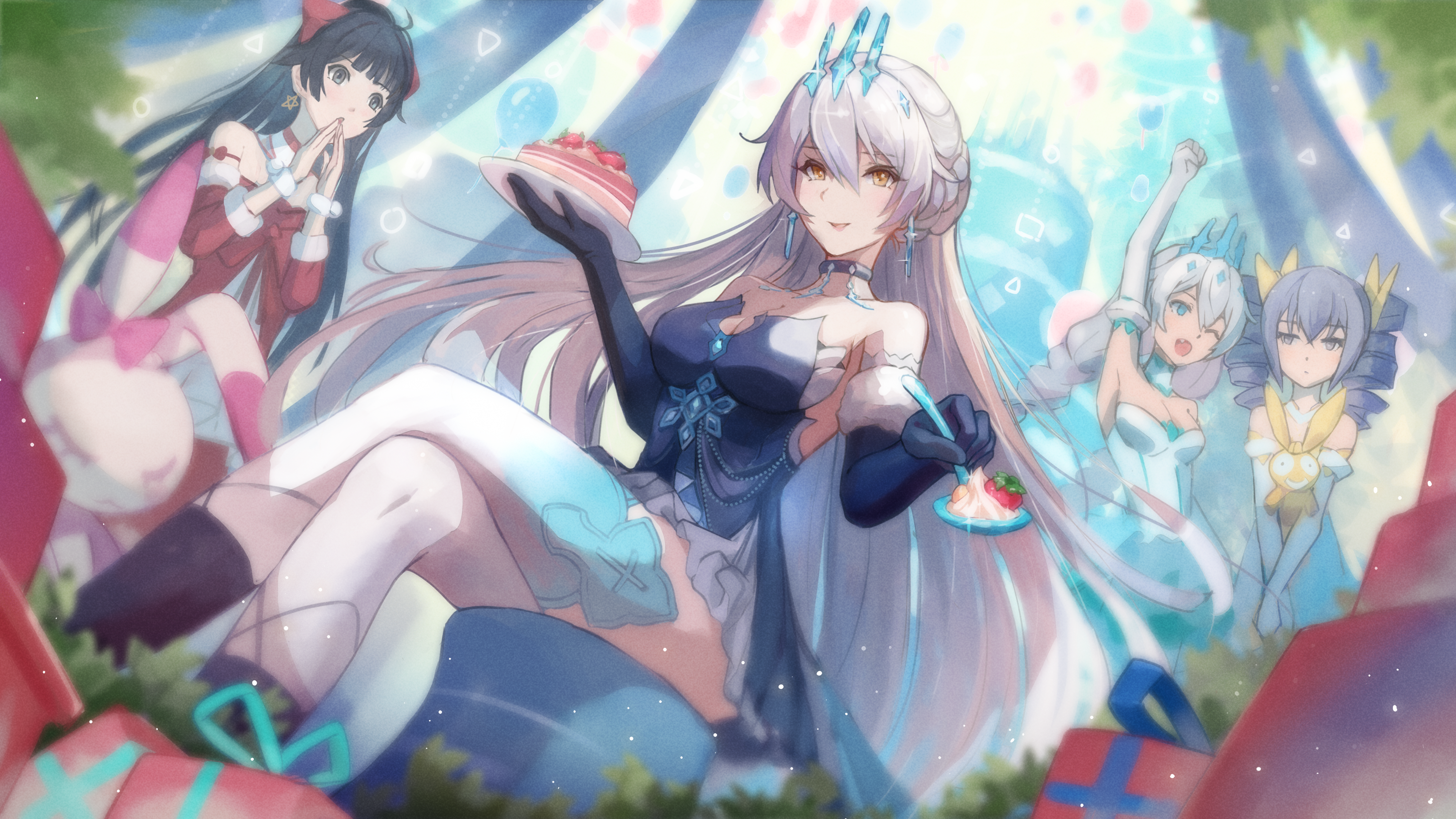 Anime 3840x2160 Honkai Impact 3rd legs crossed video game characters video game girls looking at viewer group of women