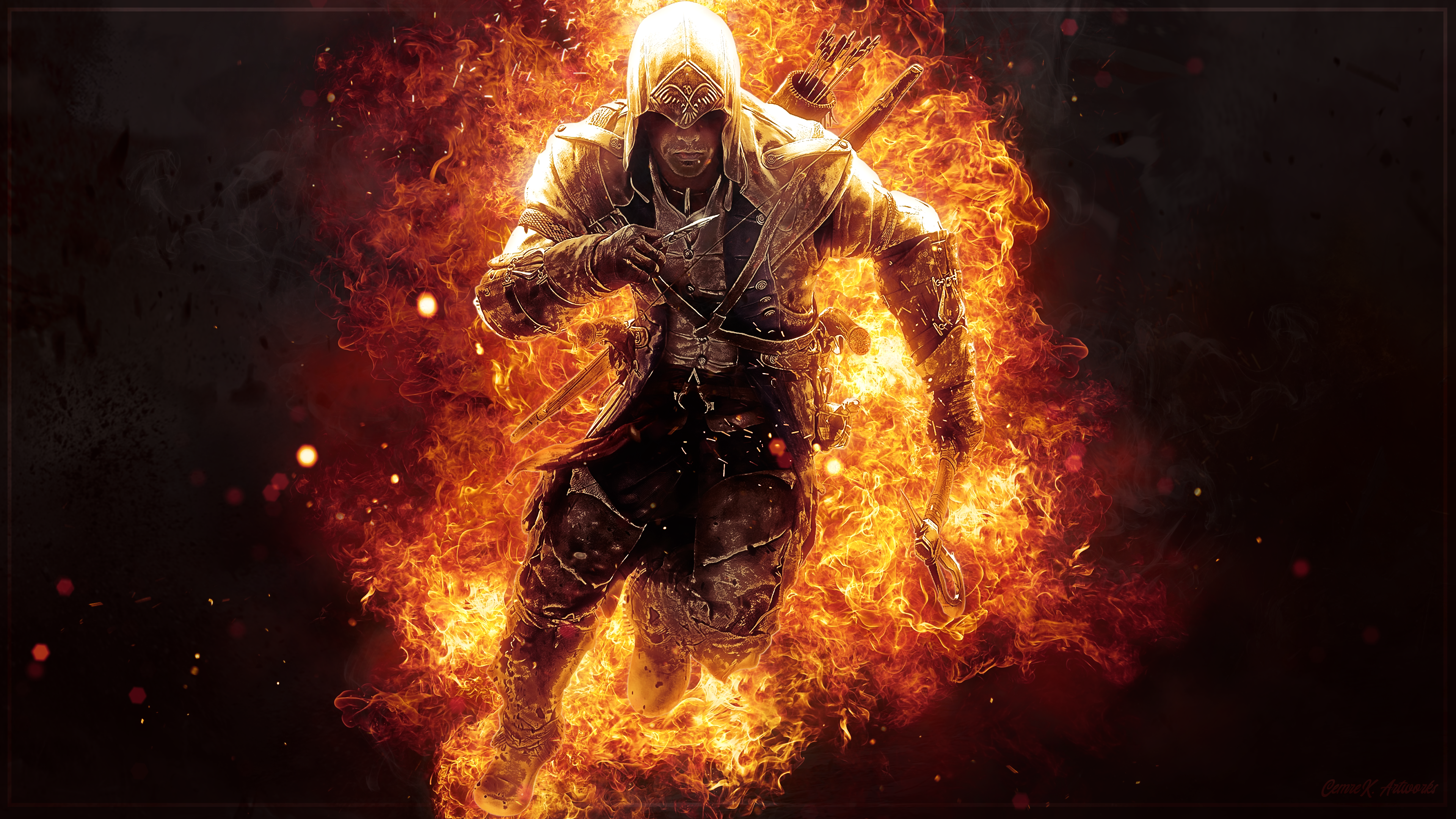 General 3840x2160 Assassin's Creed fire video games Assassin's Creed III video game art video game characters Ubisoft