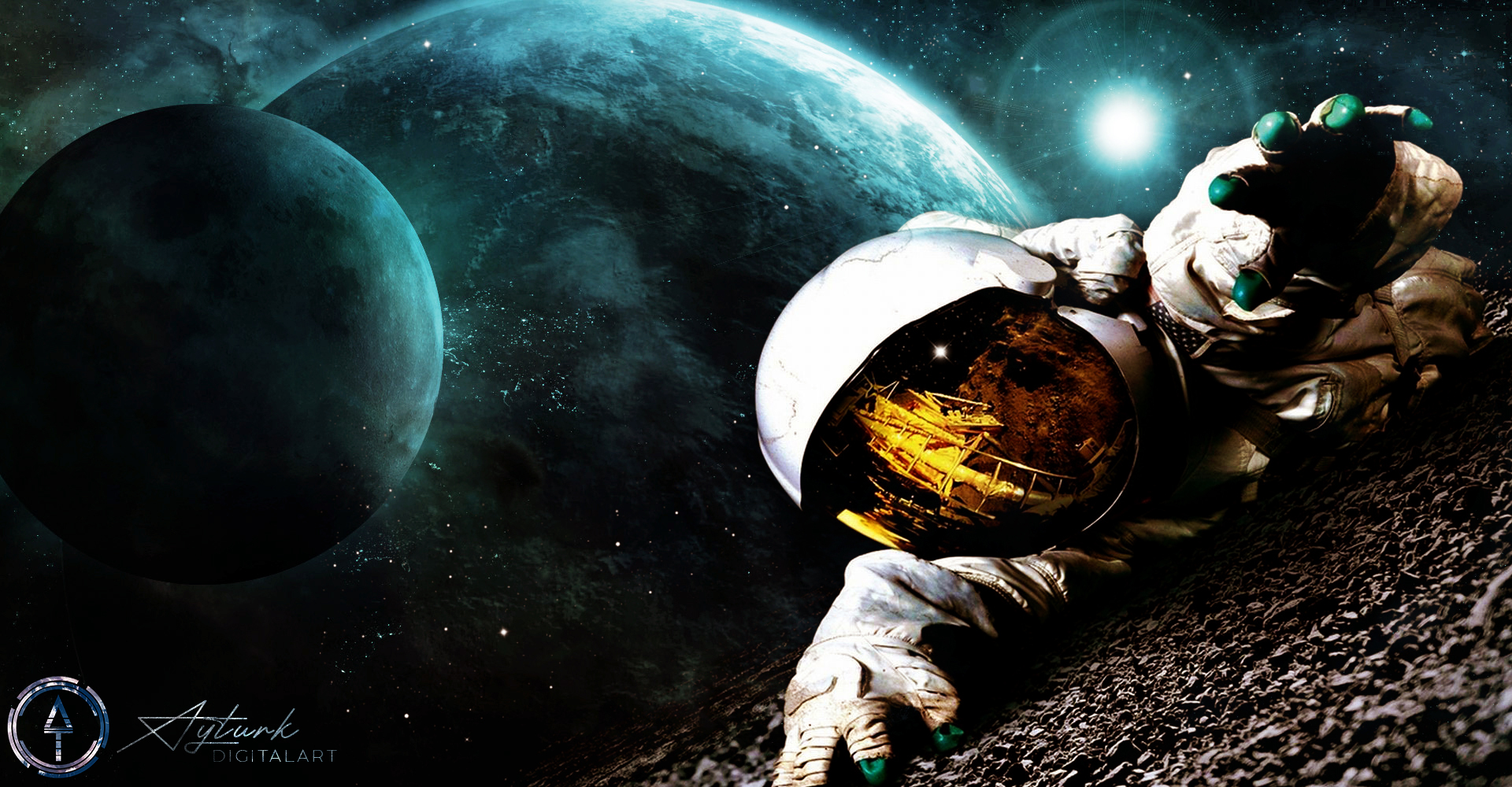 General 1920x1000 space art NASA spacescapes photo manipulation astronaut astronomy skyscape photoshopped galaxy planet